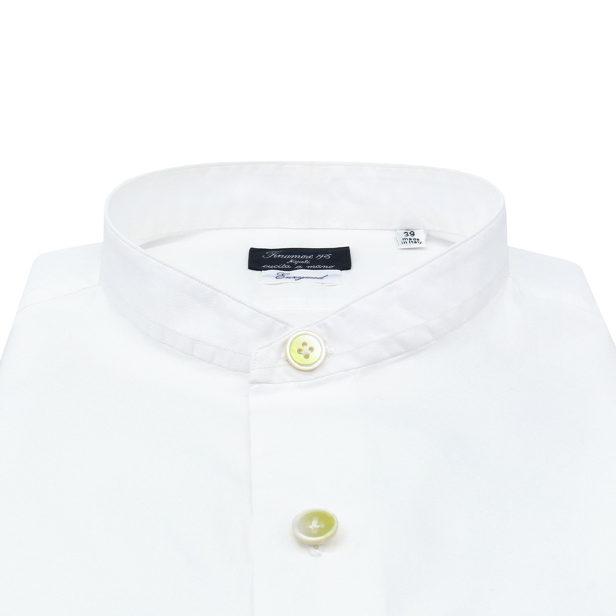Camicia classica Napoli in cotone bianco. Trattamento enzimatico, collo coreano