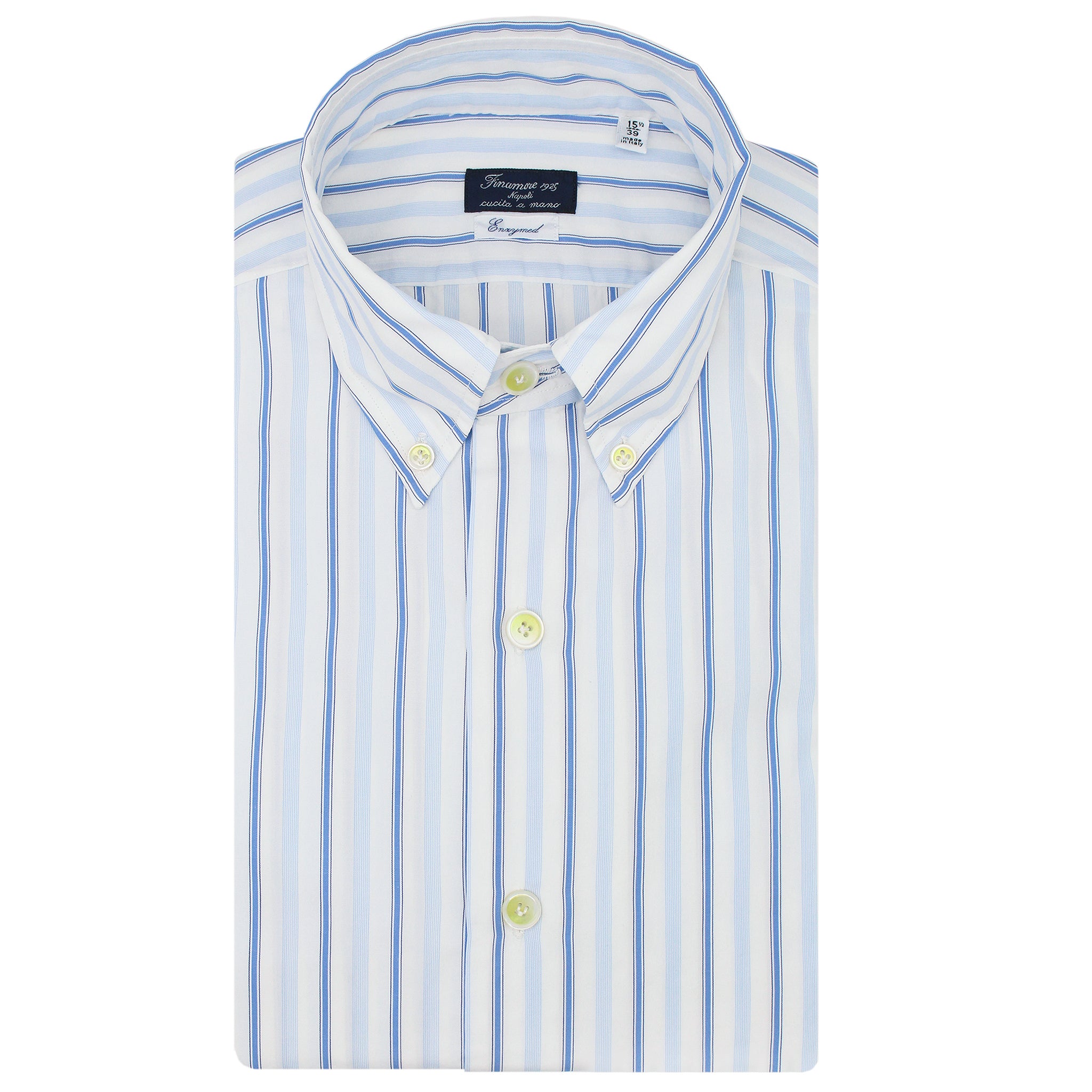 Napoli button down shirt in striped cotton. Enzymed treatment