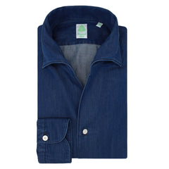 One piece collar slim shirt Finamore in denim