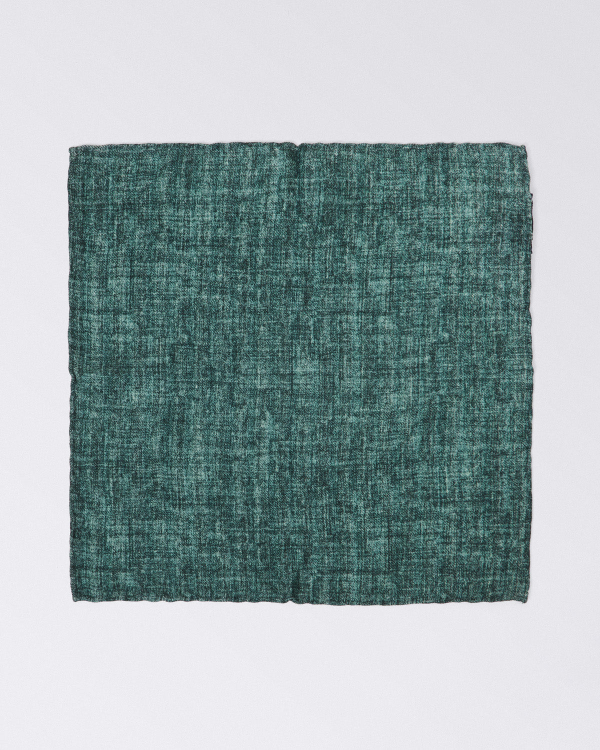 Hand finished single colour wool pocket square. Green