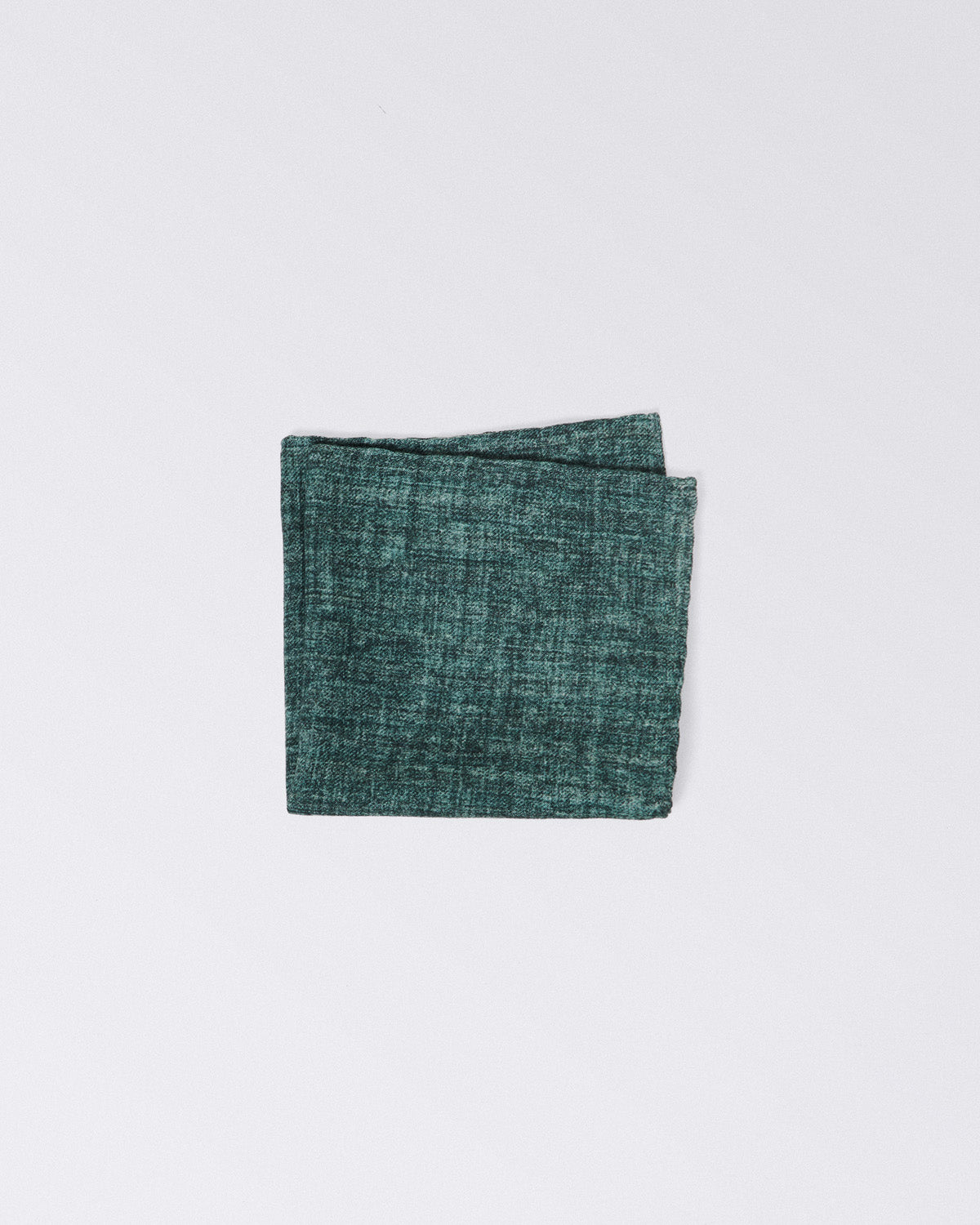 Hand finished single colour wool pocket square. Green