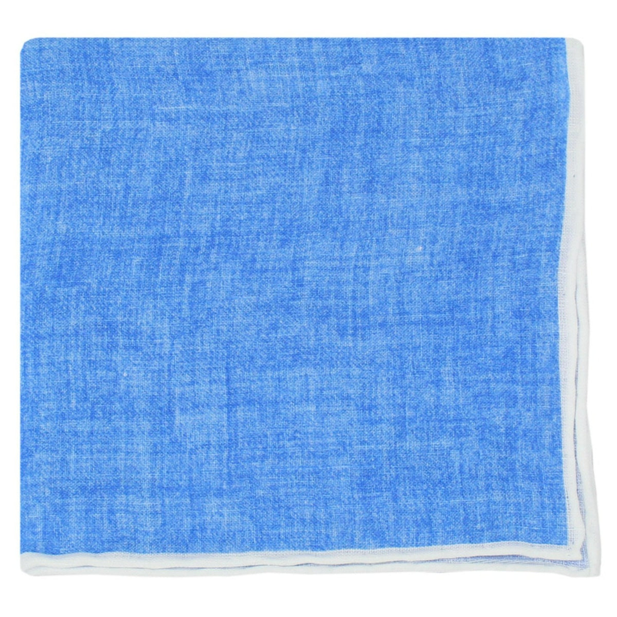 Linen pocket square with light blue background and white border