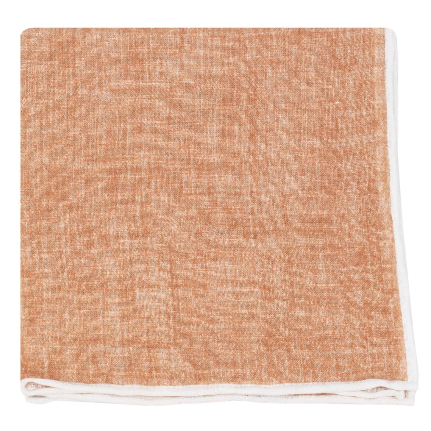 Linen pocket square with Peach Fuzz background and white border