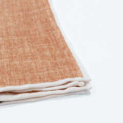 Linen pocket square with Peach Fuzz background and white border