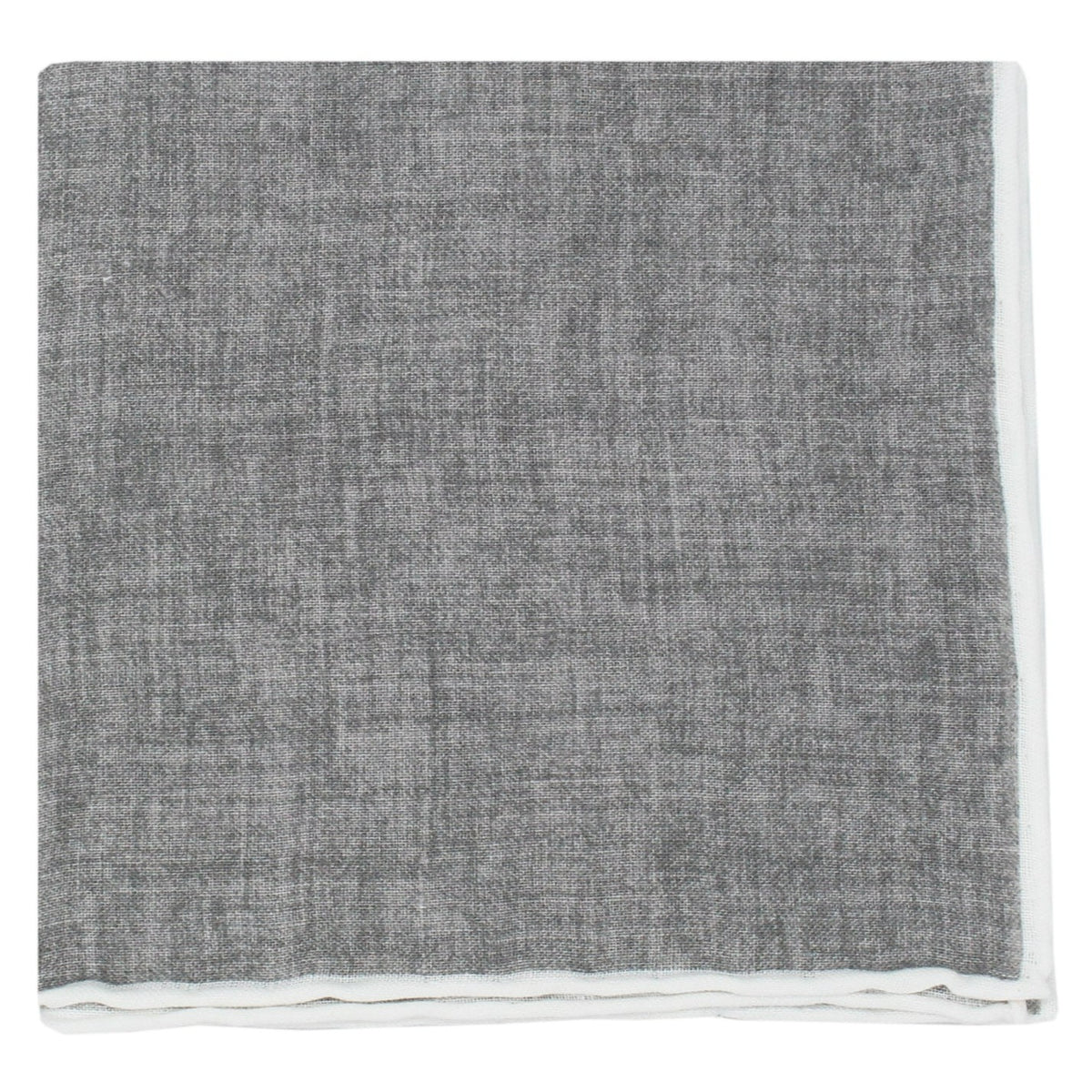 Linen pocket square with gray background and white border