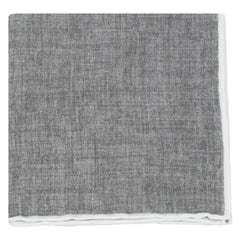 Linen pocket square with gray background and white border