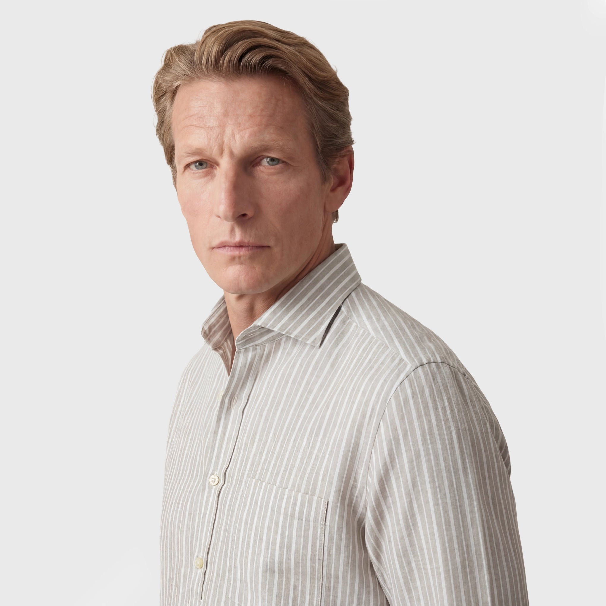 Porto polo shirt regular fit cotton linen Carlo Riva stripe Achille collar