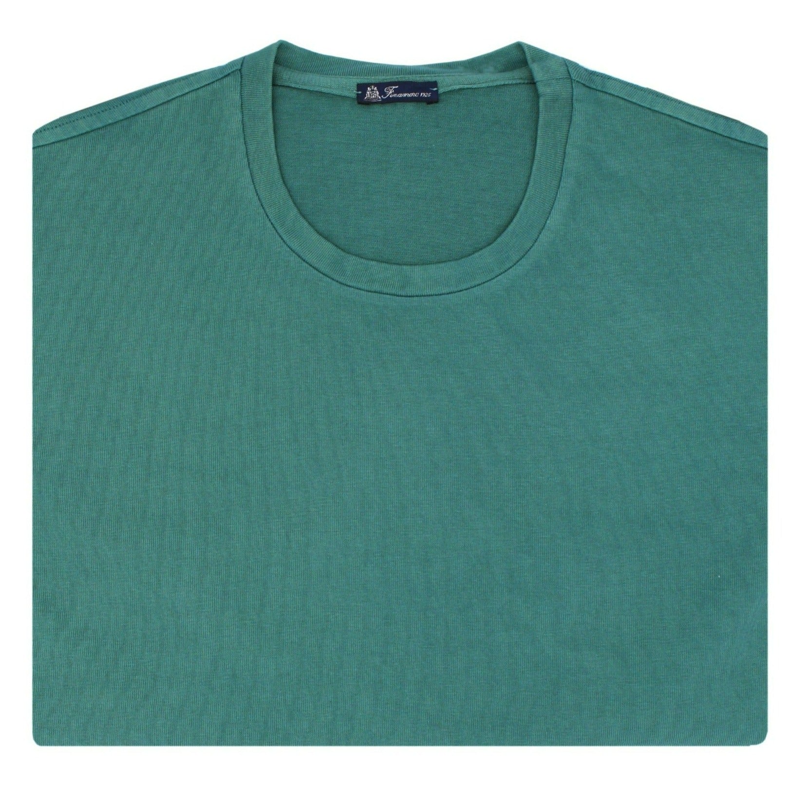 Green garment dyed cotton T-shirt with Finamore 1925 logo
