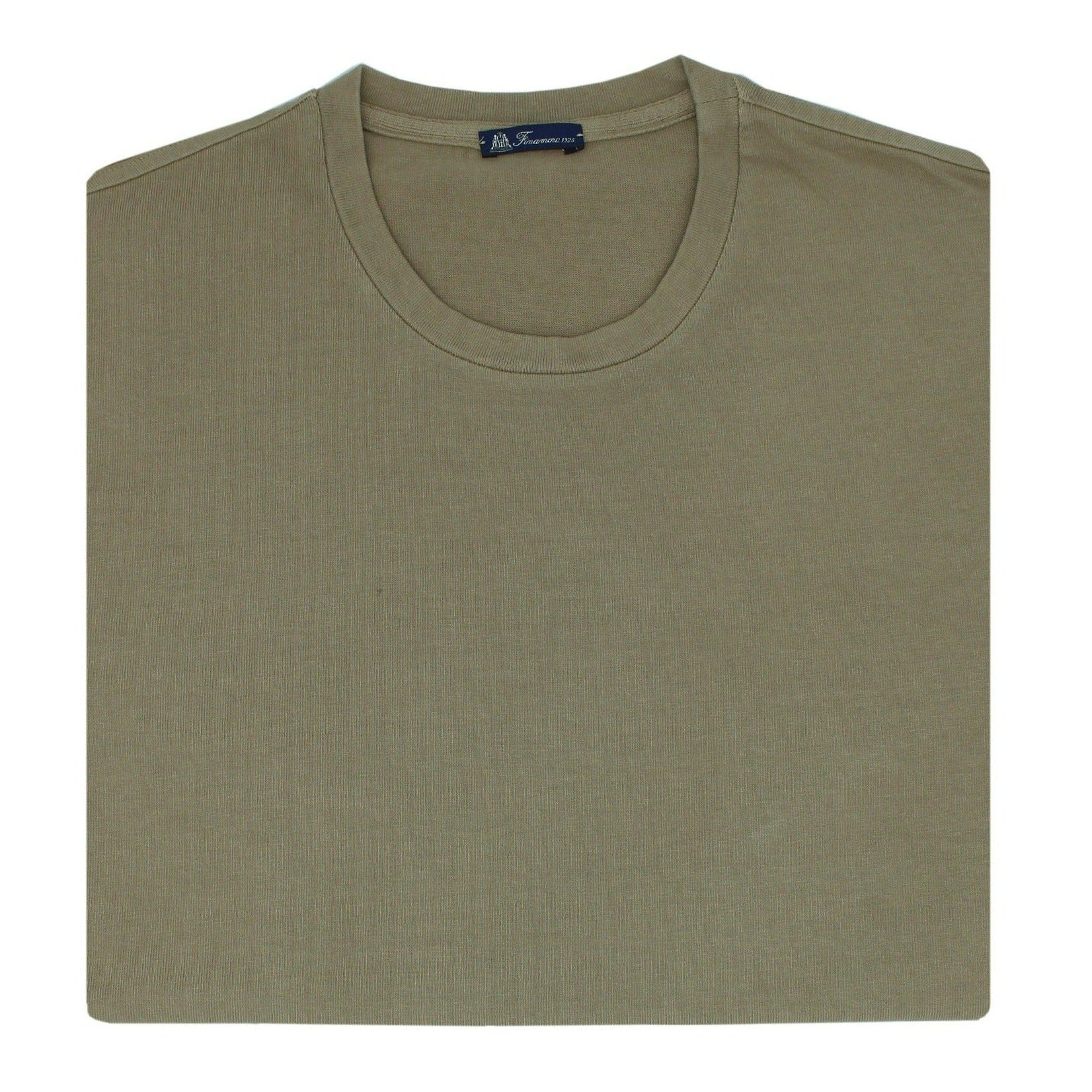 Beige garment dyed cotton T-shirt with Finamore 1925 logo