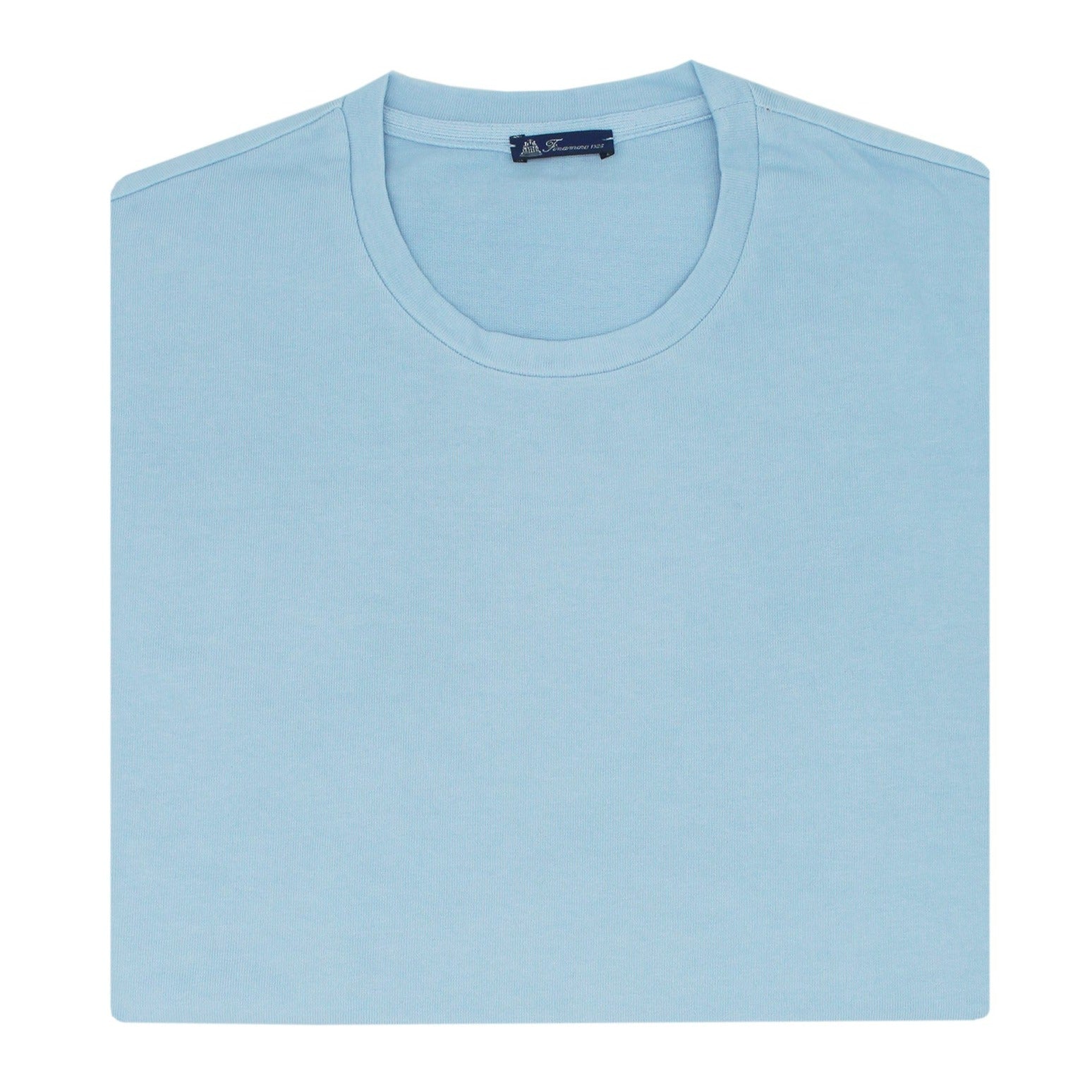 Light blu garment dyed cotton T-shirt with Finamore 1925 logo