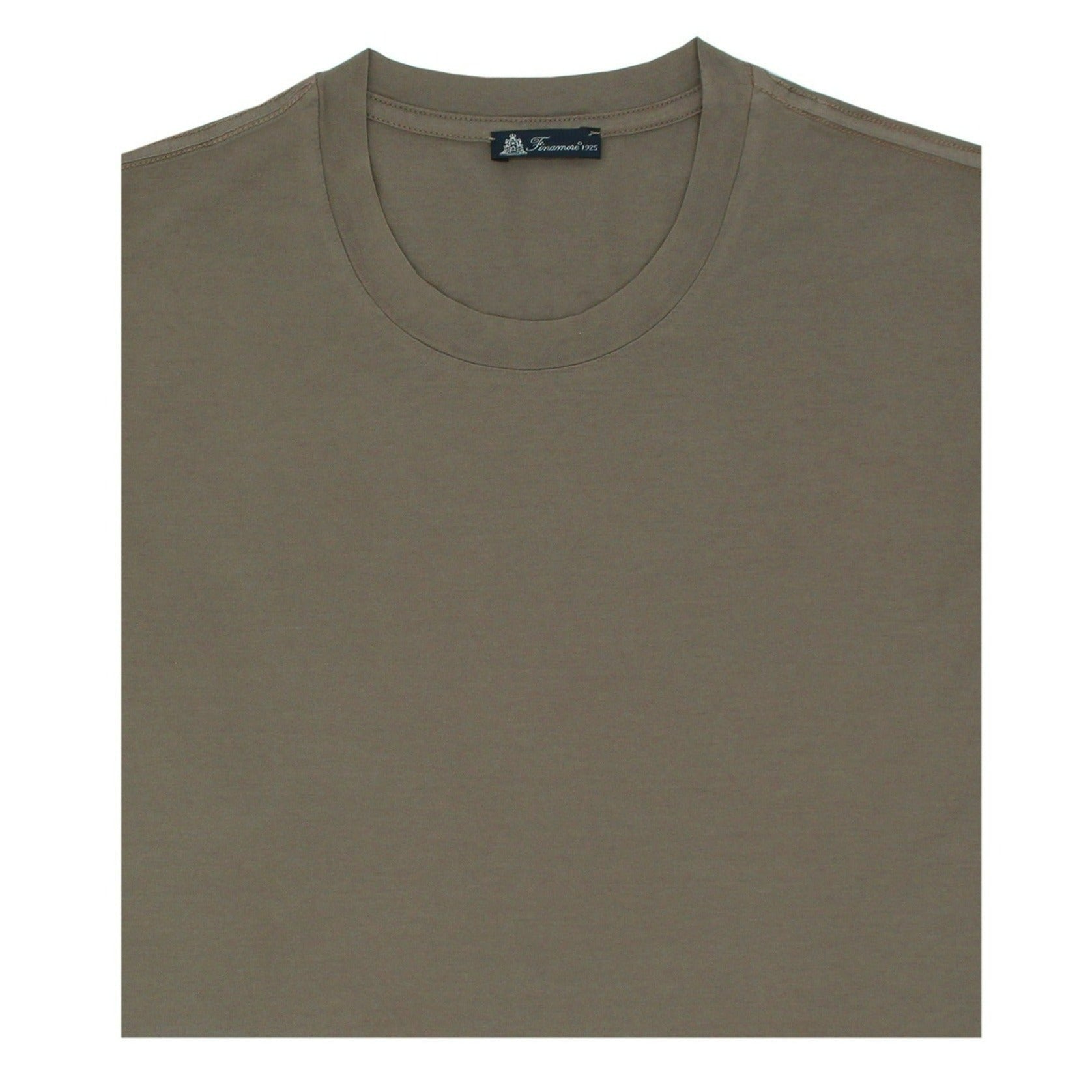 T-shirt colore fango in cotone Supima tinto in capo