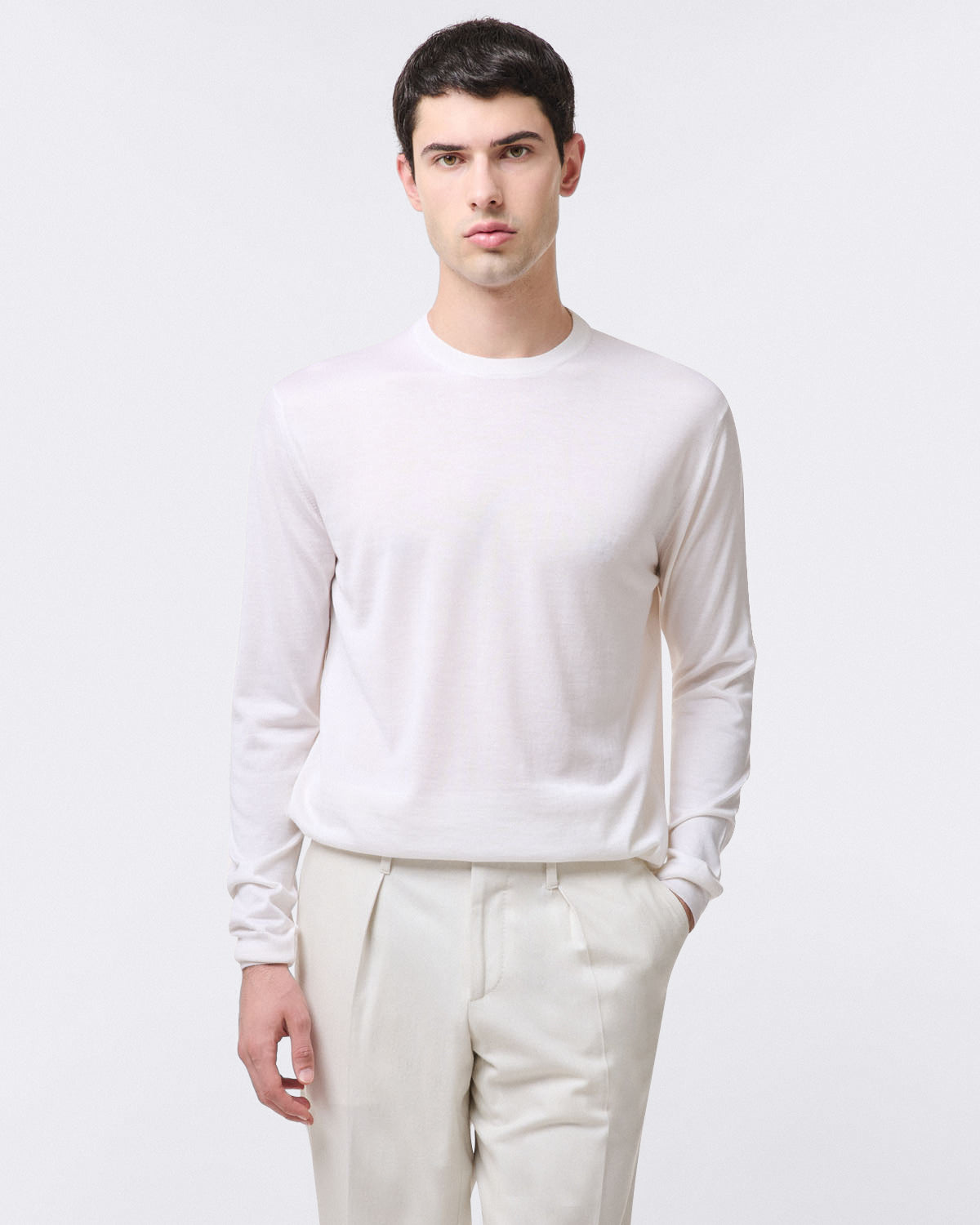 Portland round neck sweater in cashmere and silk