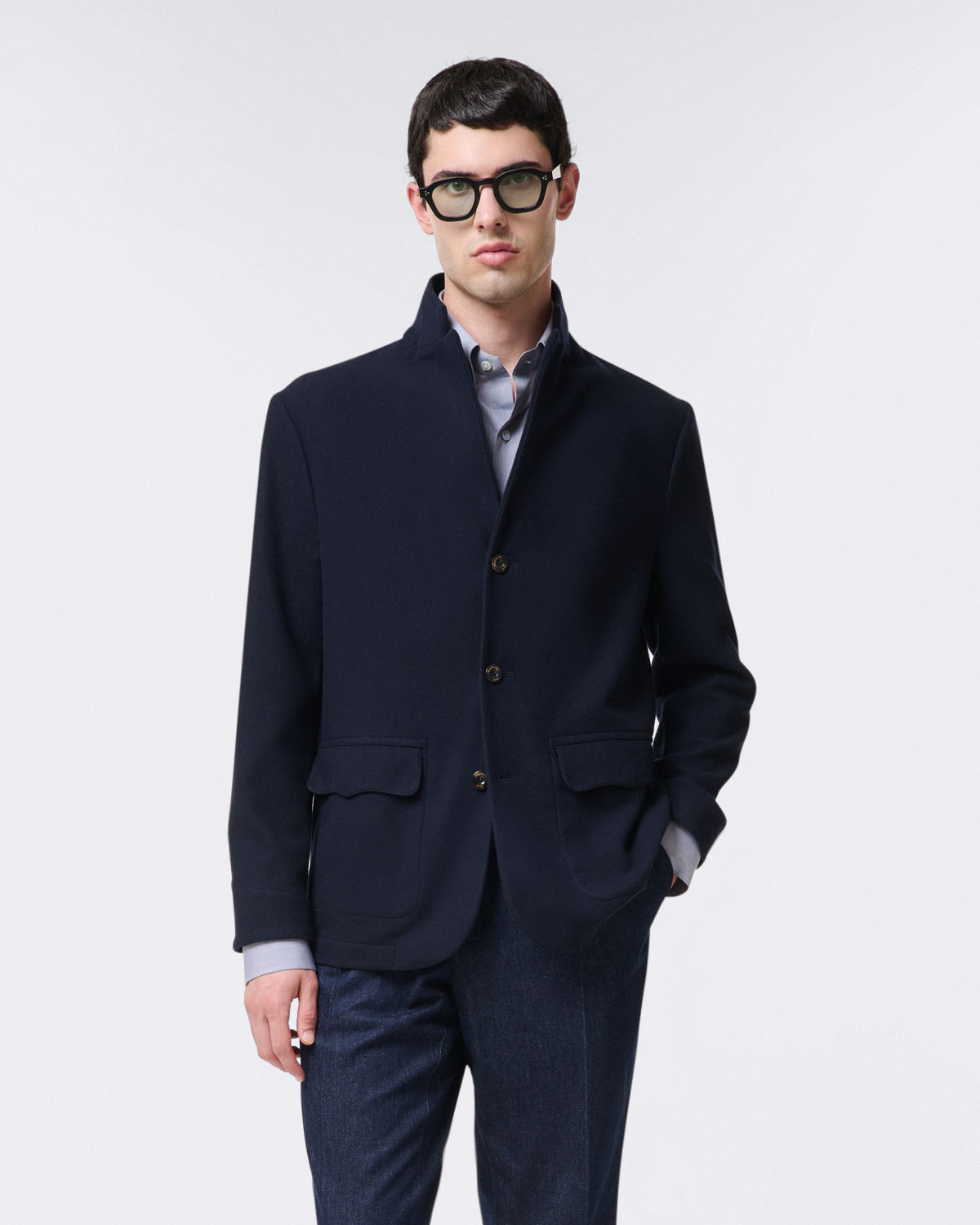 Roma dark blue over shirt in wool