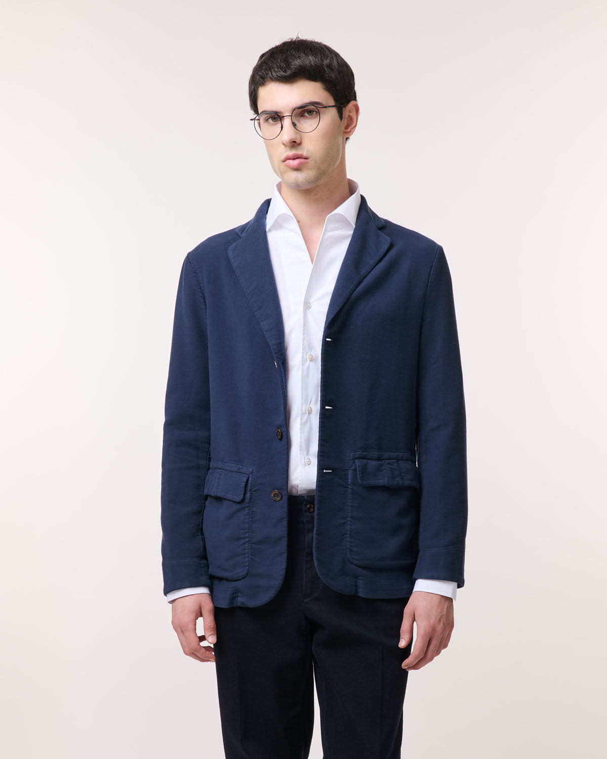 Roma blue over shirt in fustain. Garment dyed