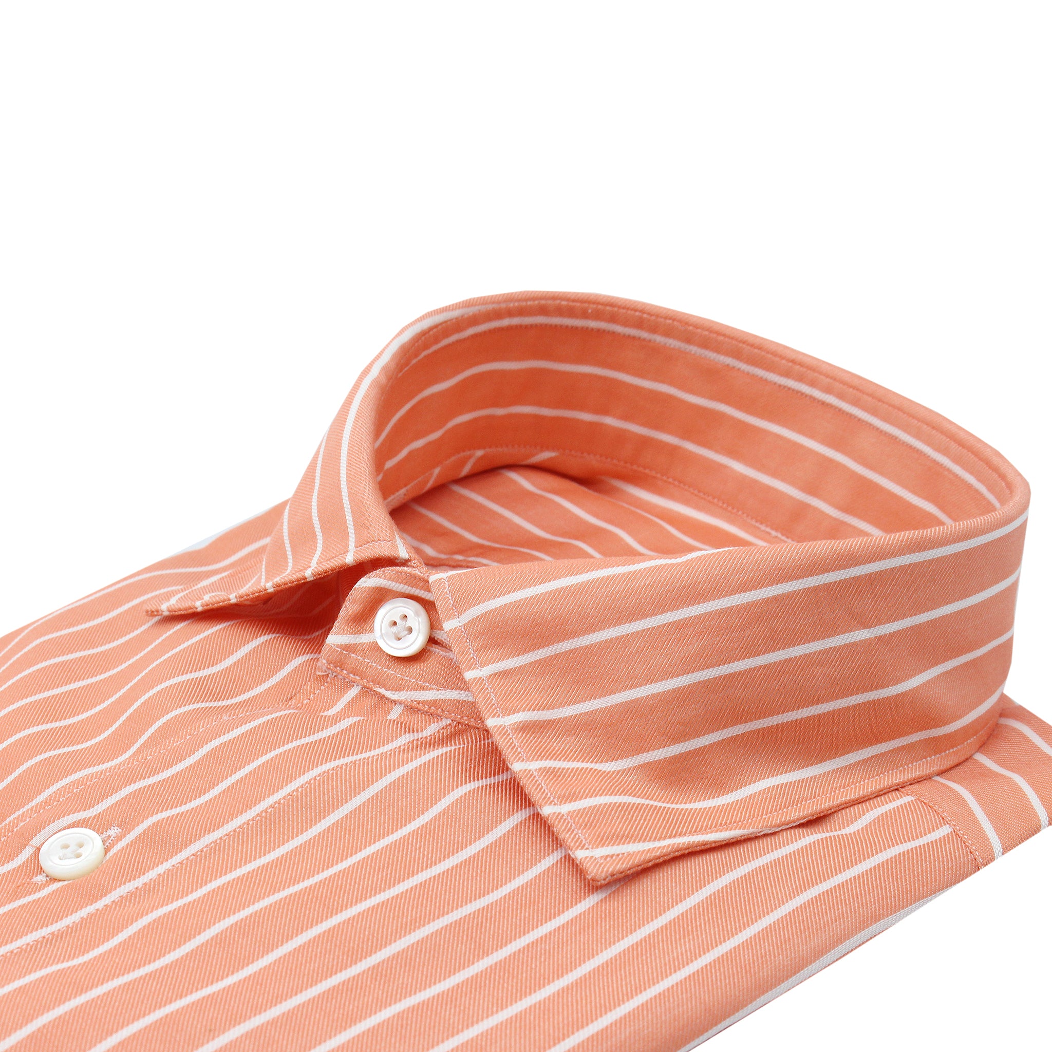 Tokyo sport shirt in striped cotton. Orange bottom and white stripe