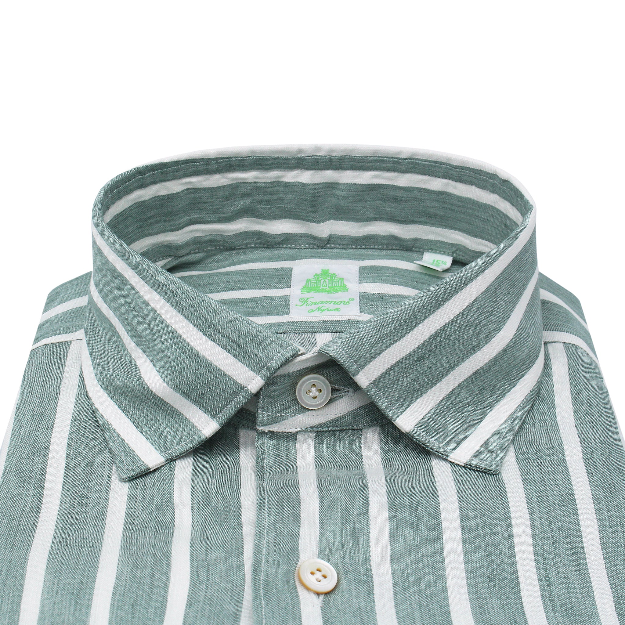 Camicia sportiva Tokyo slim, in cotone, a righe bianche e verdi