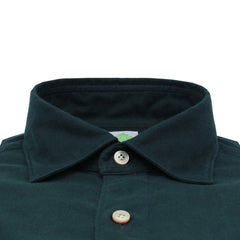 Tokyo slim fit sport shirt in dark green herringbone flannel