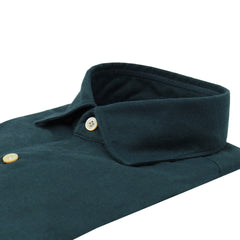 Tokyo slim fit sport shirt in dark green herringbone flannel
