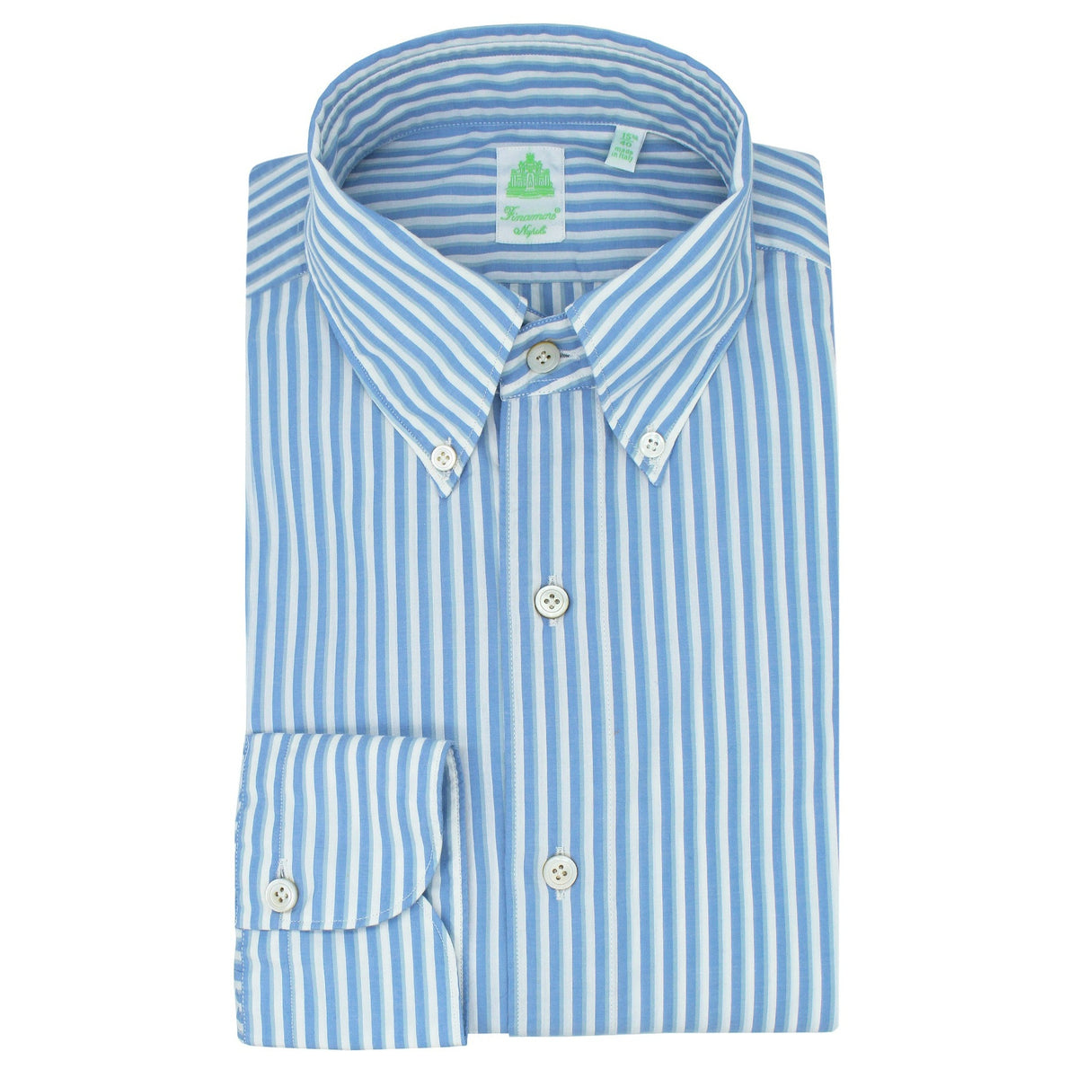 Tokyo slim shirt in cotton wide stripe shades of light blue
