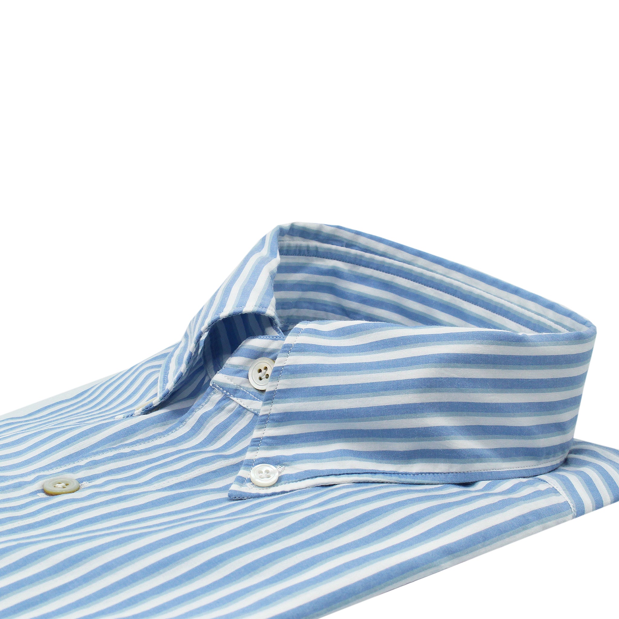 Tokyo slim shirt in cotton wide stripe shades of light blue