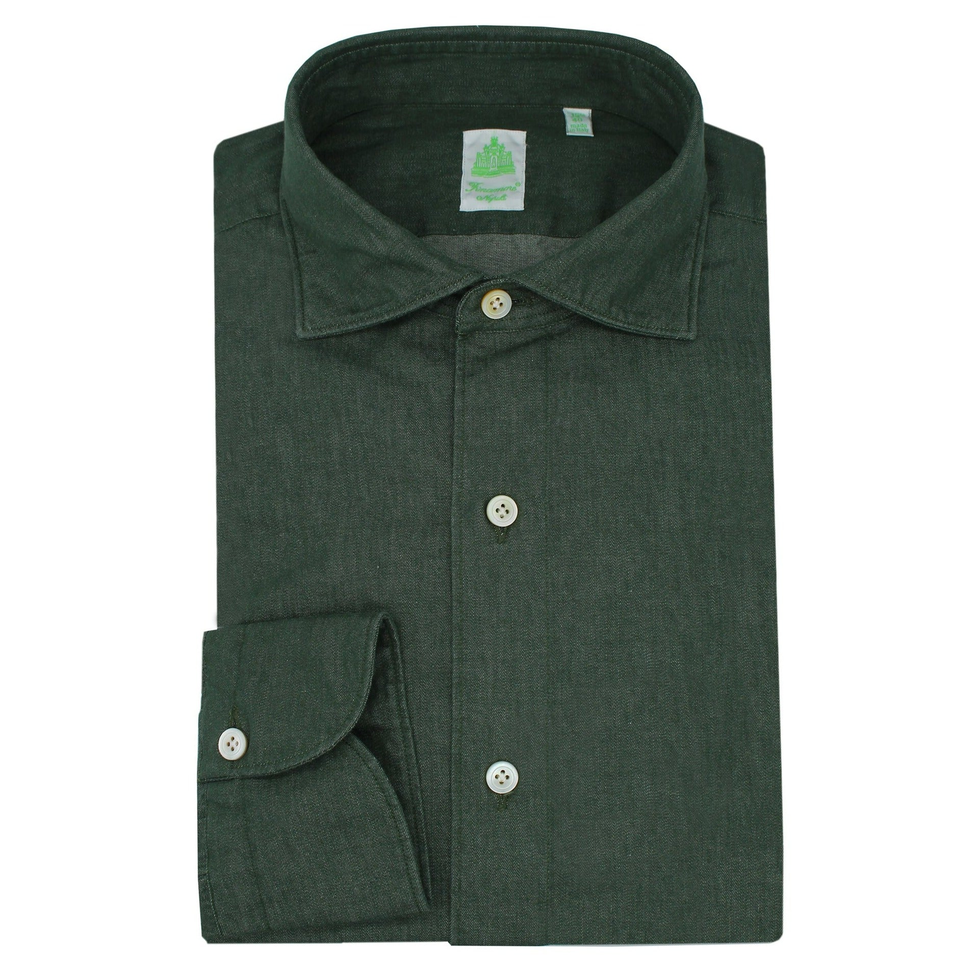 Tokyo Enzimed slim fit sport shirt in dark green cotton