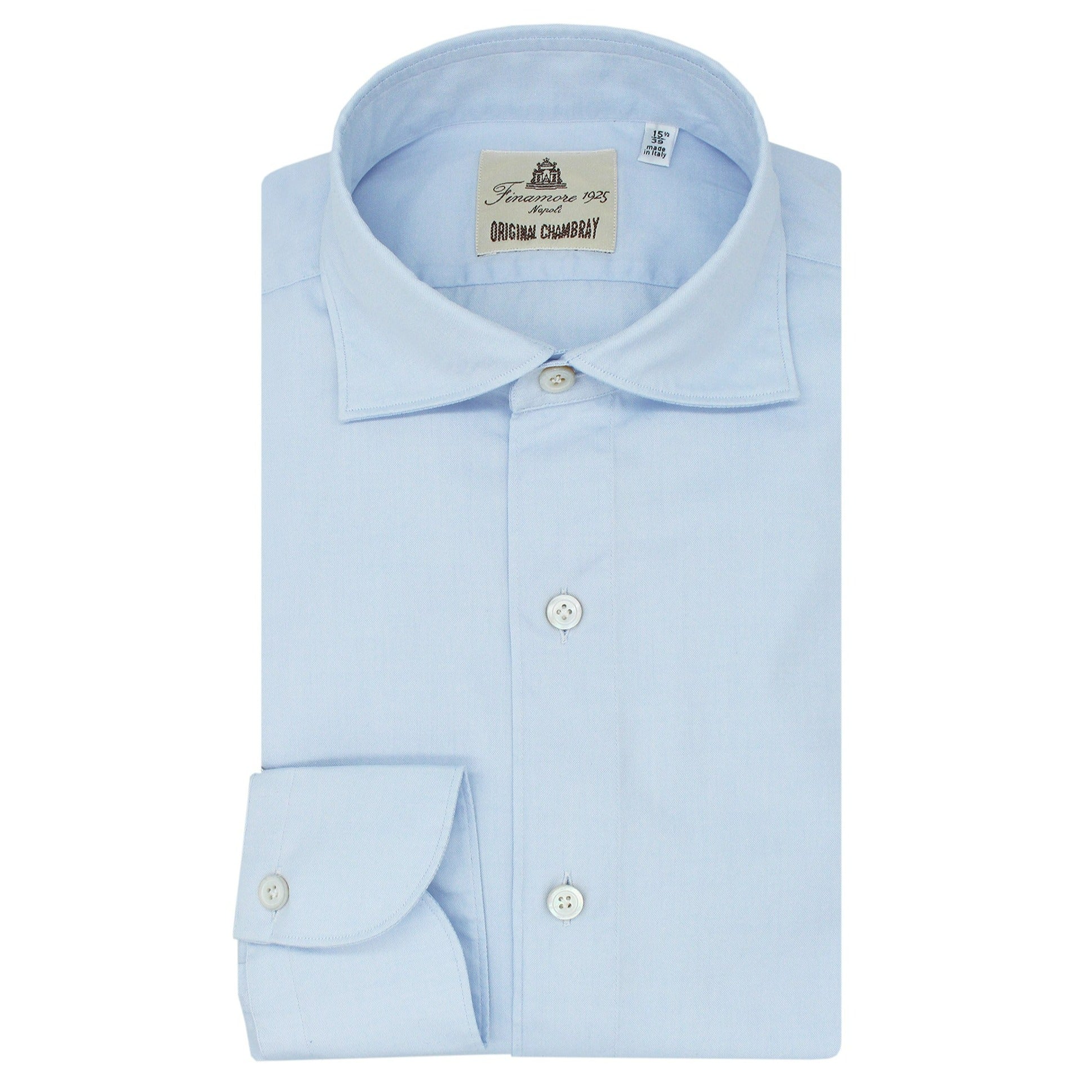 Camicia sportiva slim fit Tokyo in cotone chambray azzurro