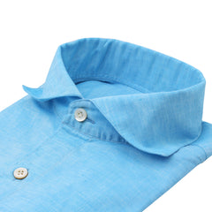 Tokyo linen and cotton slim sports shirt, turquoise