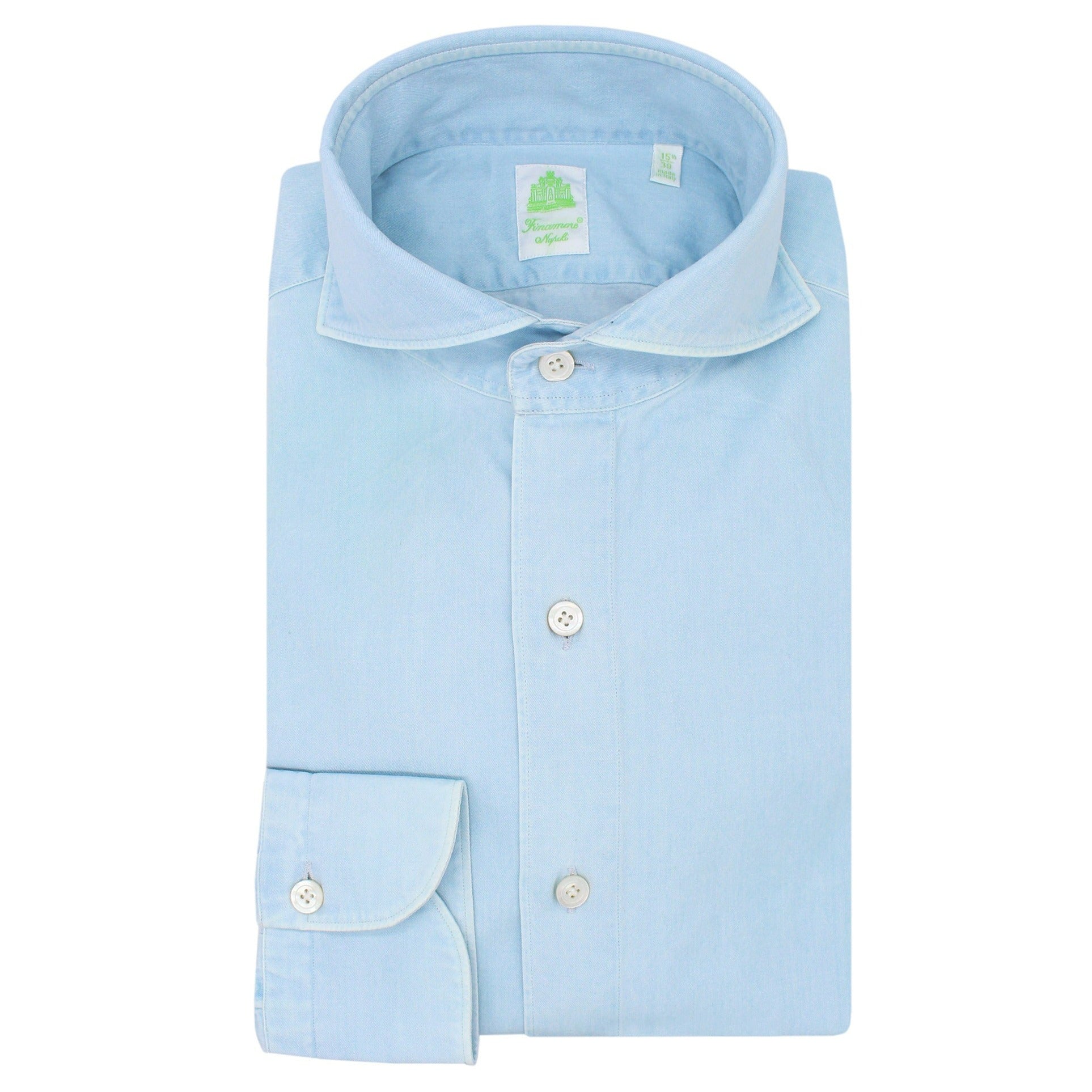 Tokyo slim shirt in cotton denim Super Bleach treatment