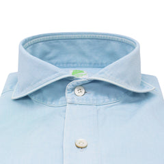 Tokyo slim shirt in cotton denim Super Bleach treatment