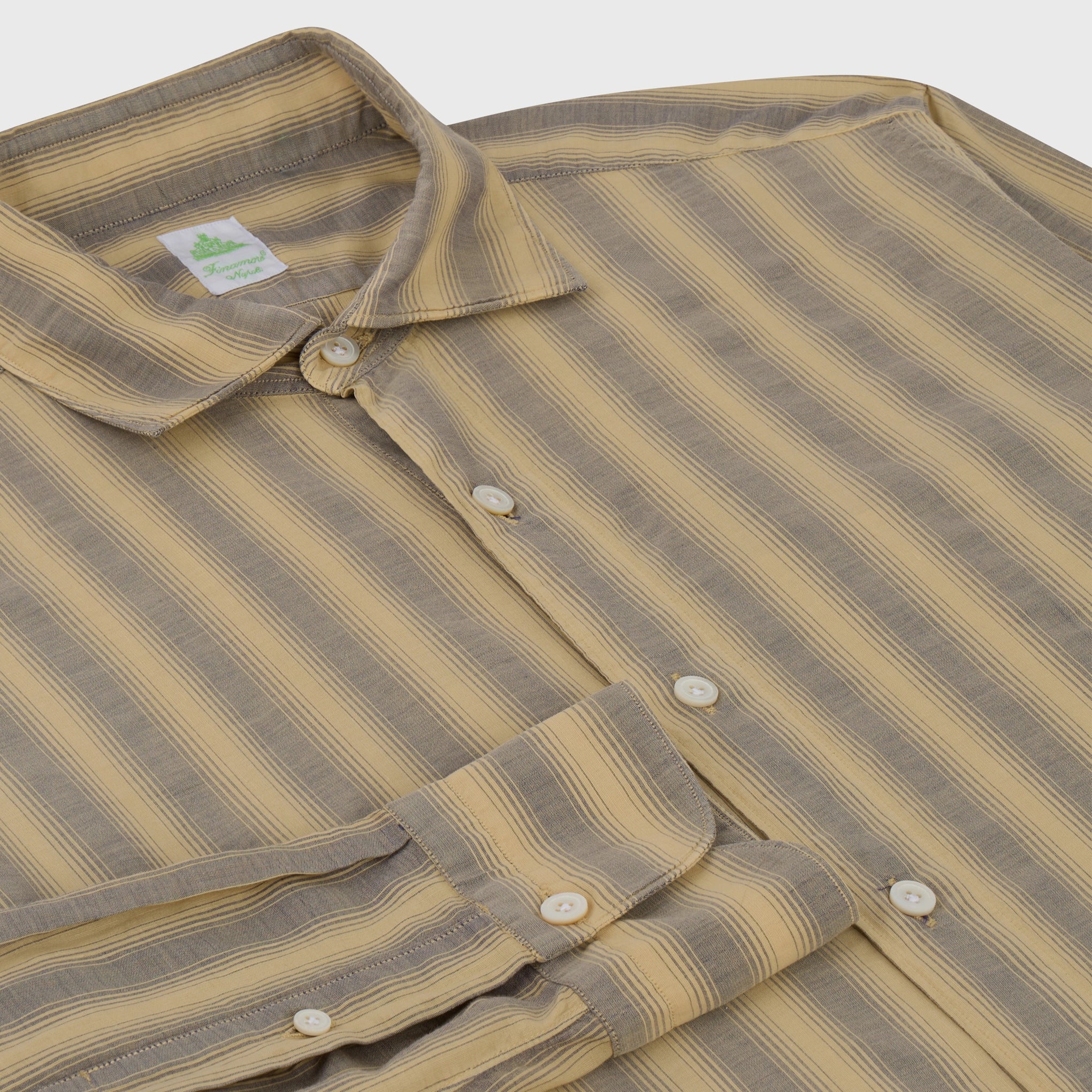 Tokyo sport shirt slim fit cotton linen exclusive stripe garment dyed Luigi collar
