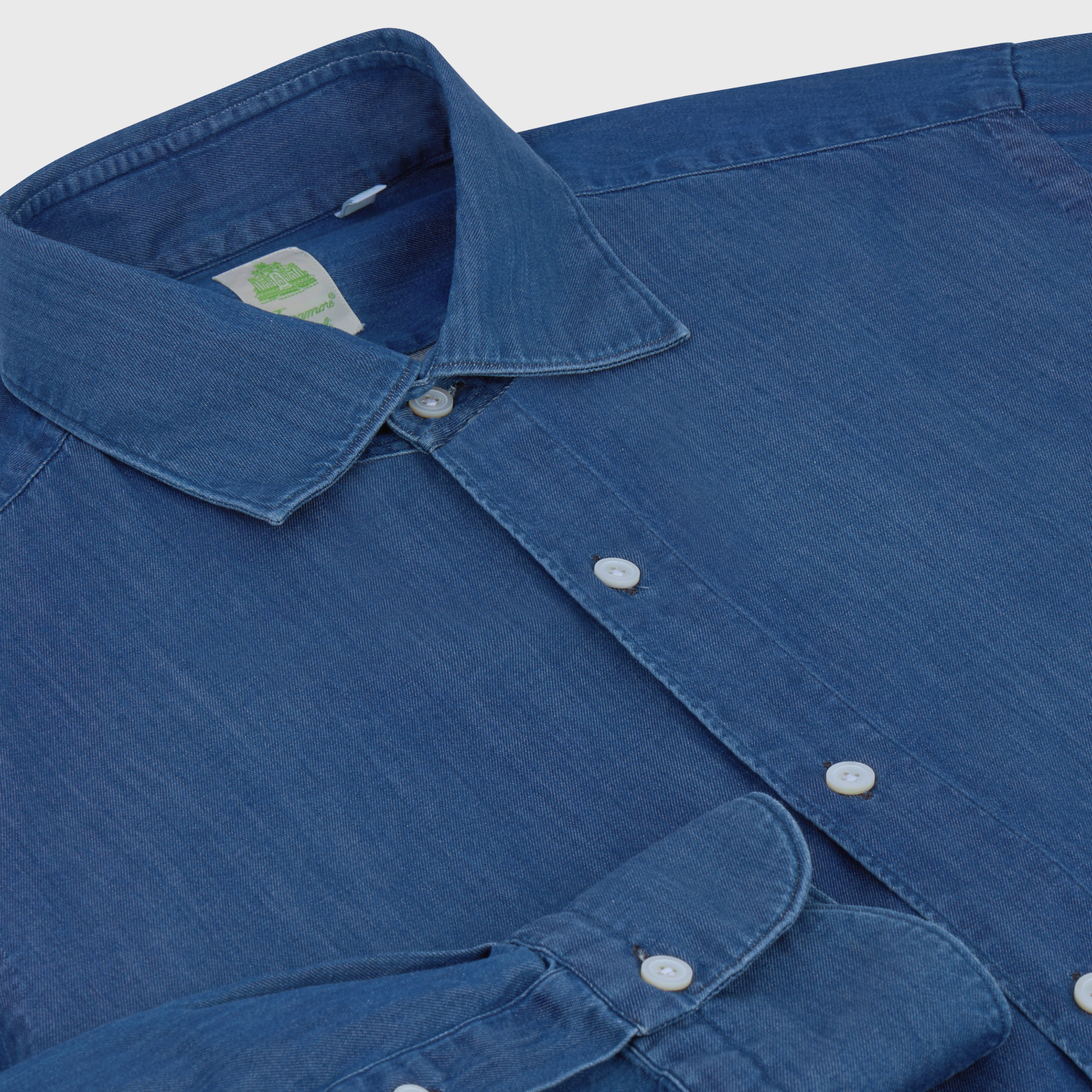 Tokyo sport shirt slim fit cotton Giza 45 indigo black treatment Luigi collar