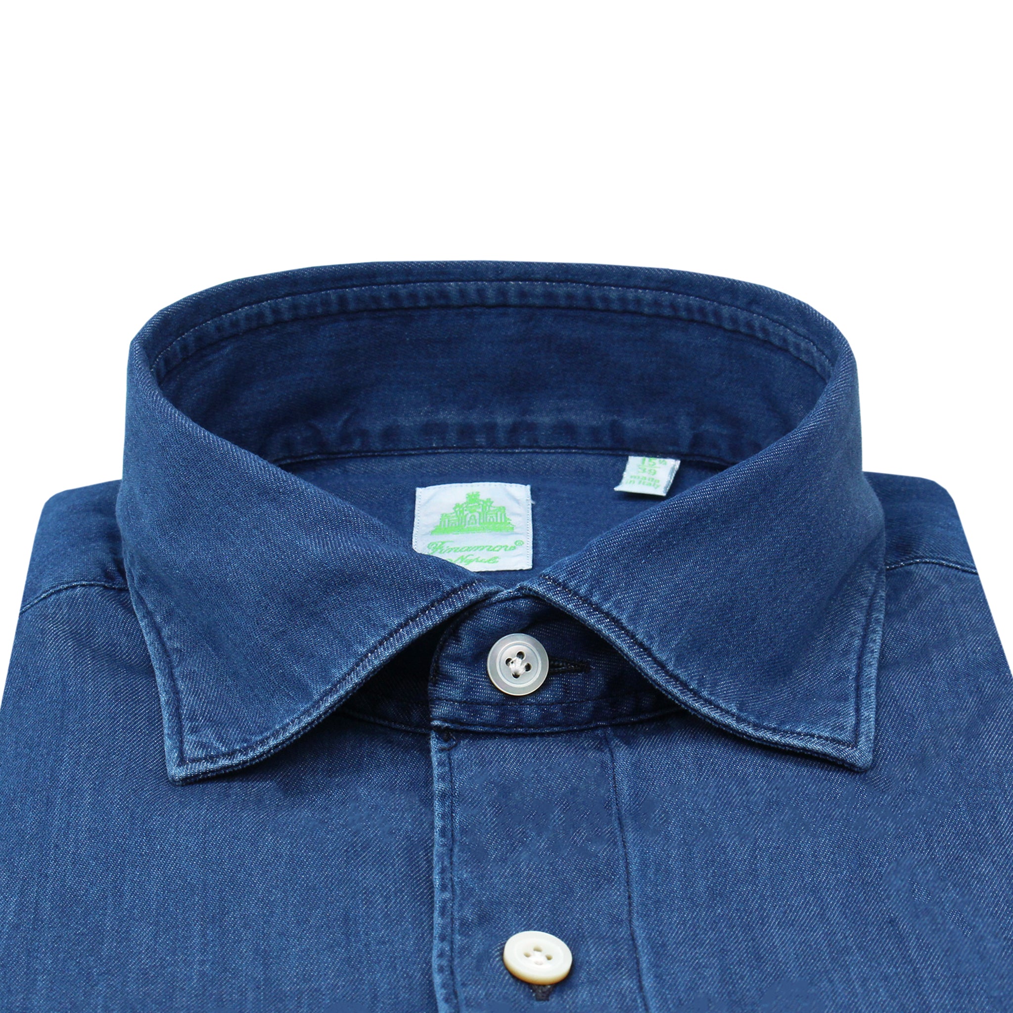Tokyo slim fit sports shirt in cotton denim