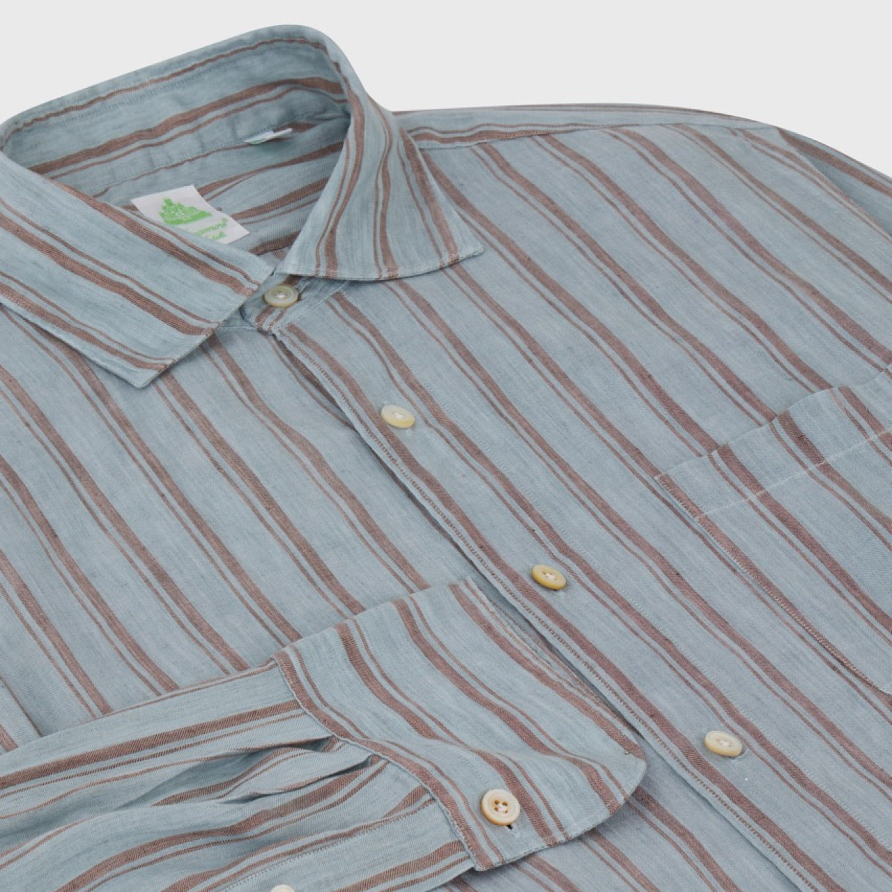 Tokyo sport shirt slim fit linen lyocell stripe Luigi collar