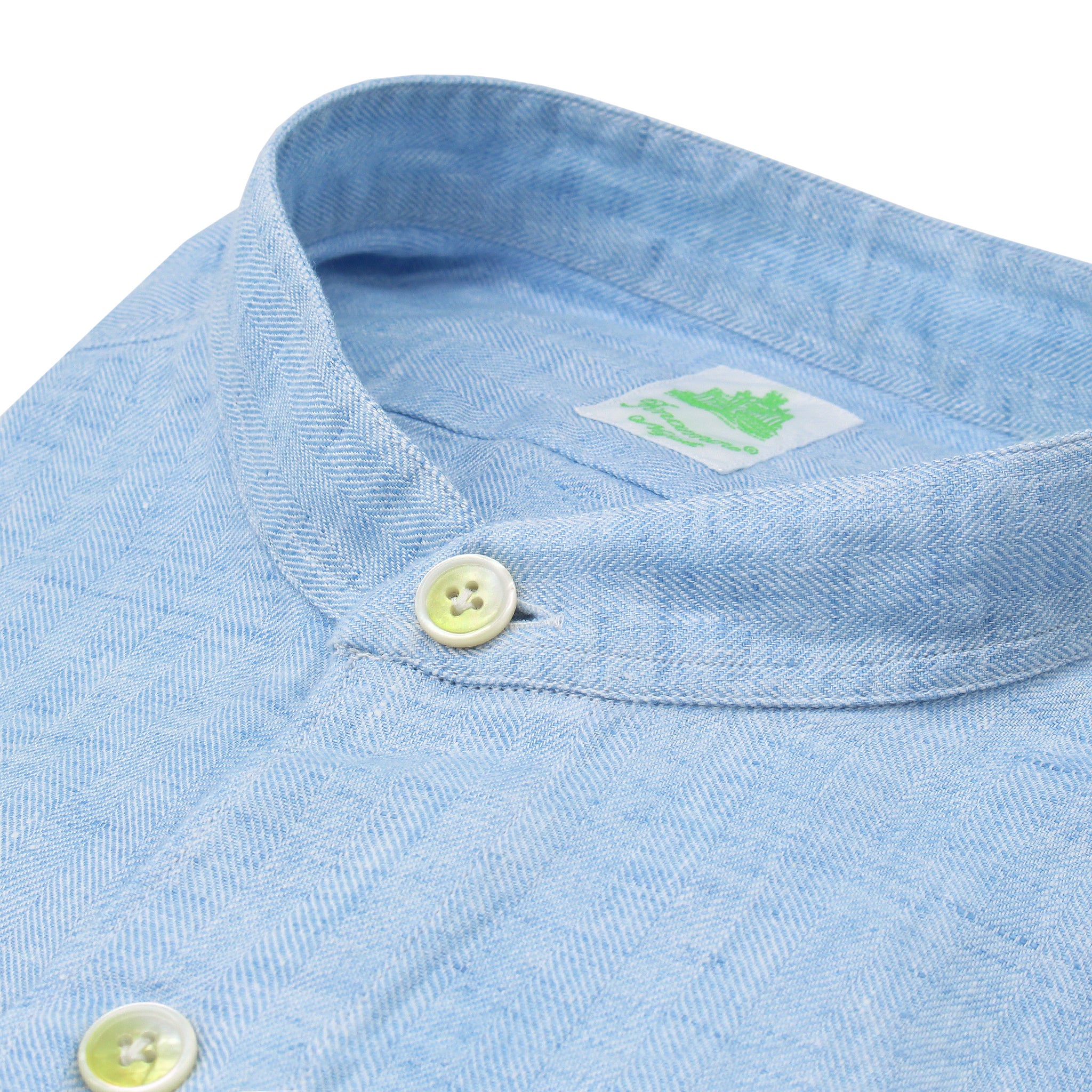 Camicia sportiva slim TOKYO in twill di cotone blu. Collo coreano