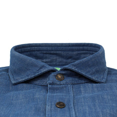 Toledo slim fit denim sport shirt with pocket and press buttons