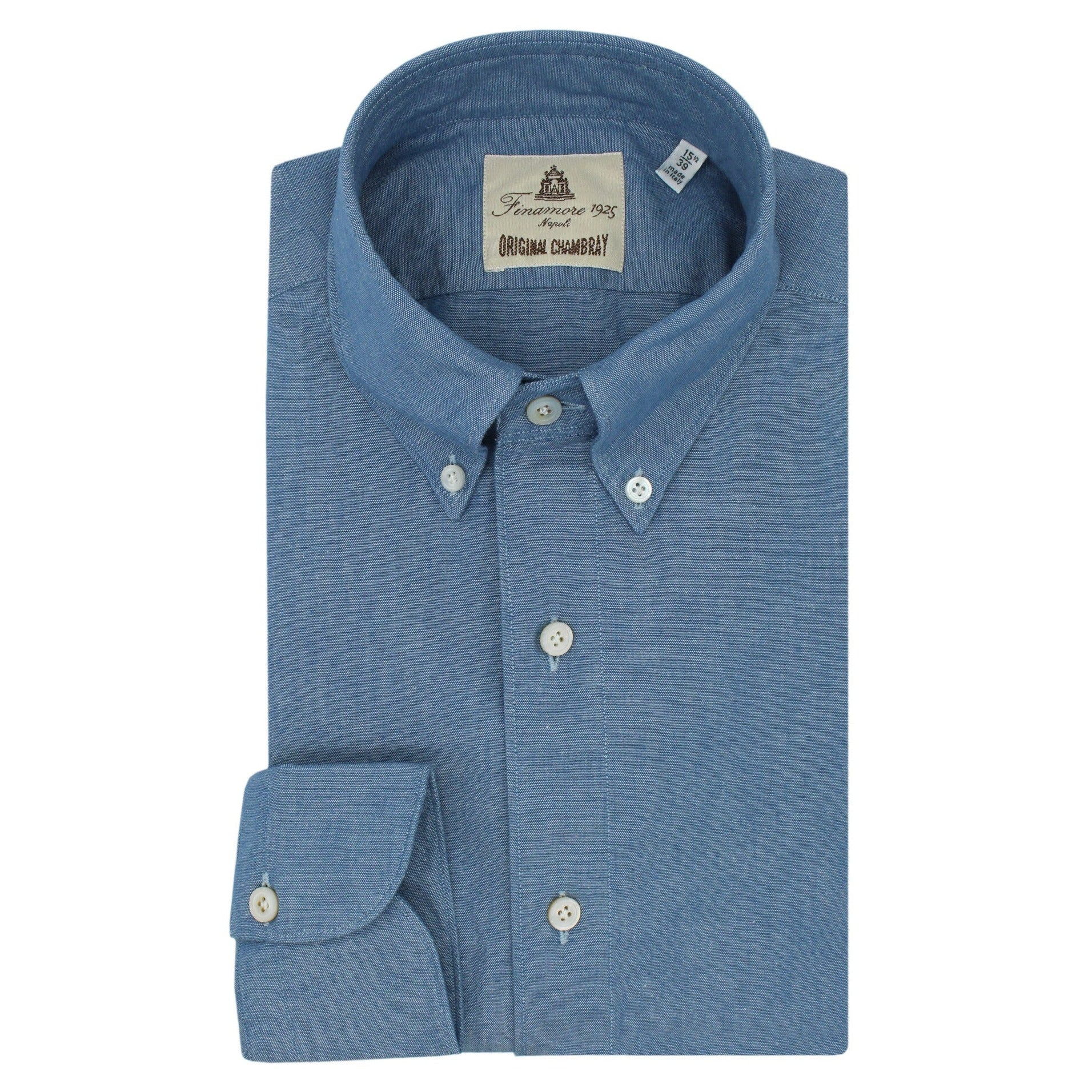 slim fit sport shirt in light blue linen button down collar