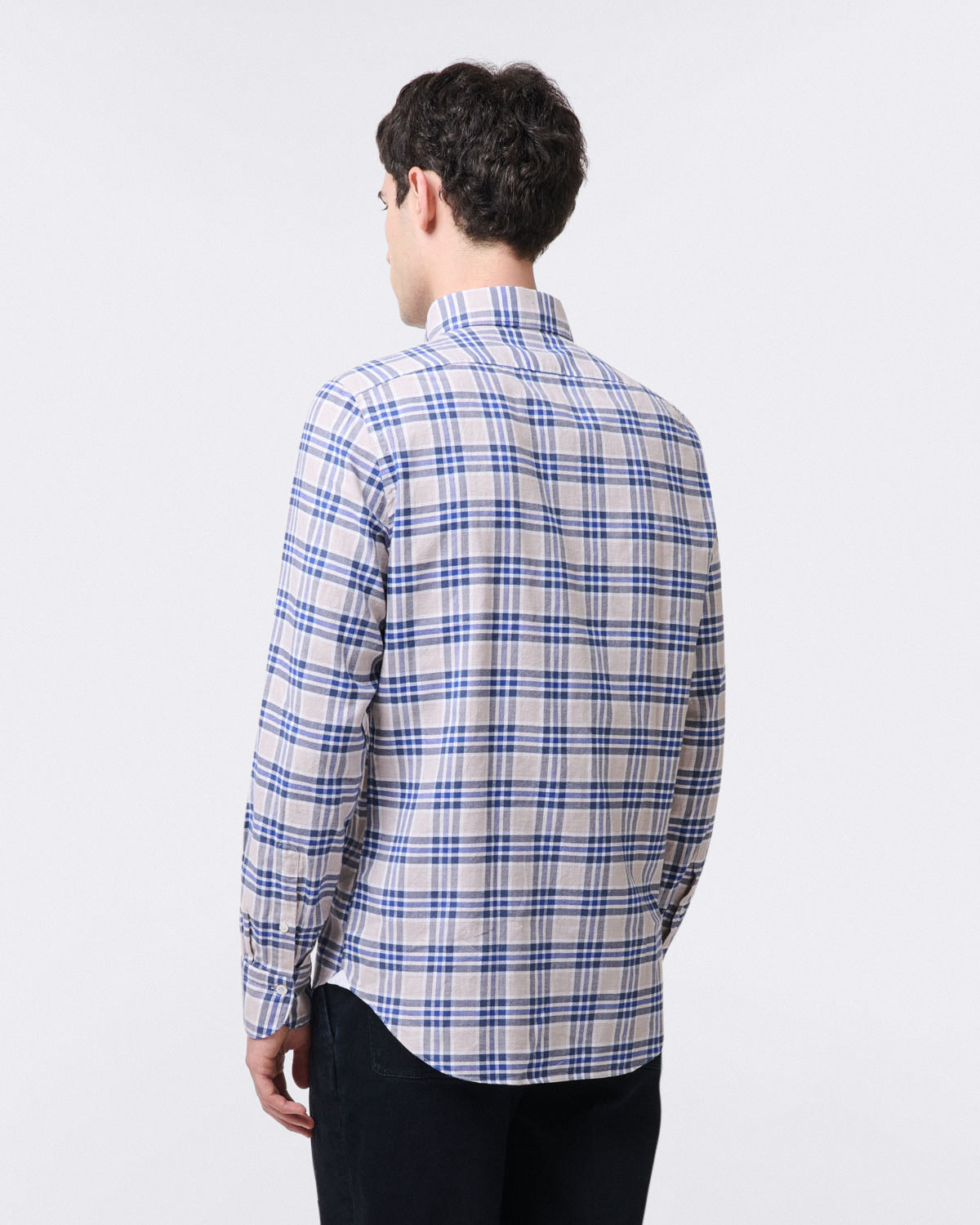 Tokyo slim checked sports shirt in yarn dyed cotton