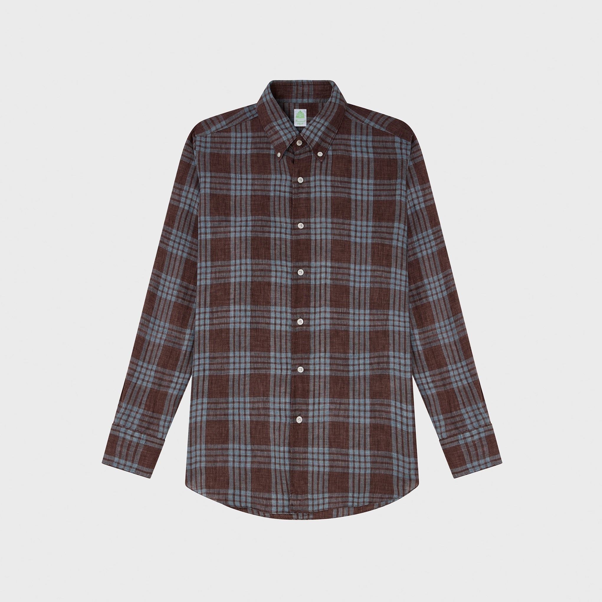 Tokyo sport shirt slim fit linen check Leonardo button-down collar