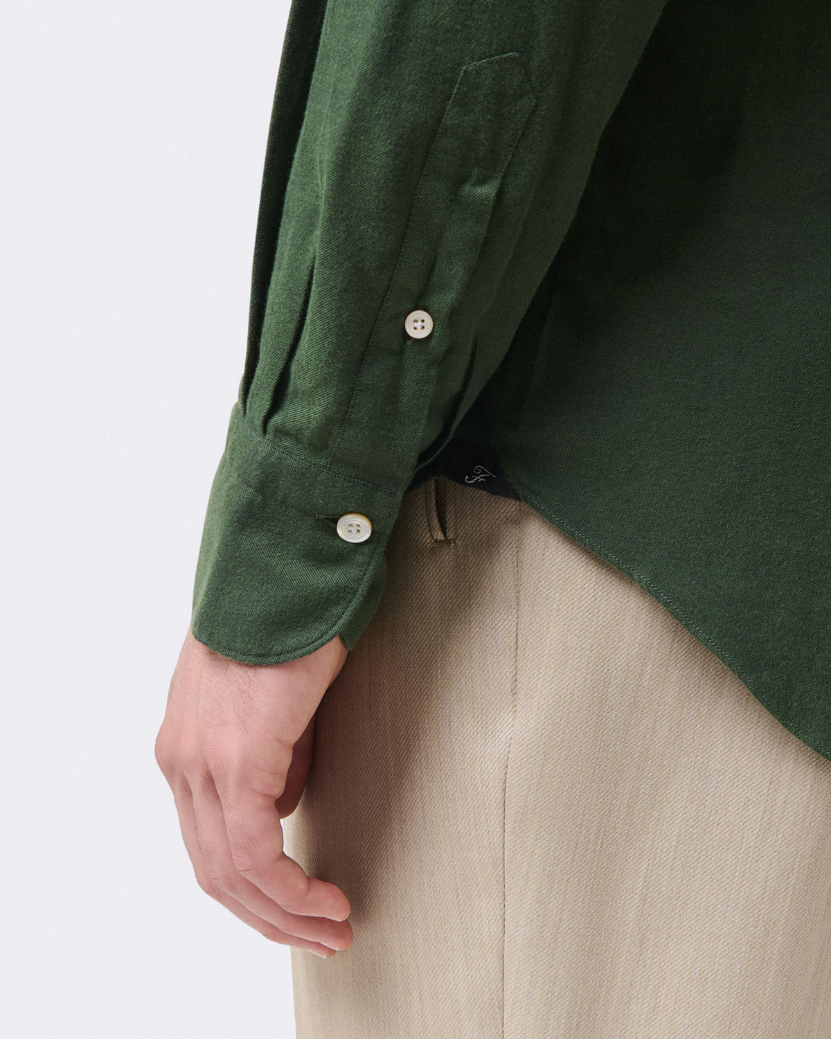 Tokyo sport shirt in dark green cotton twill
