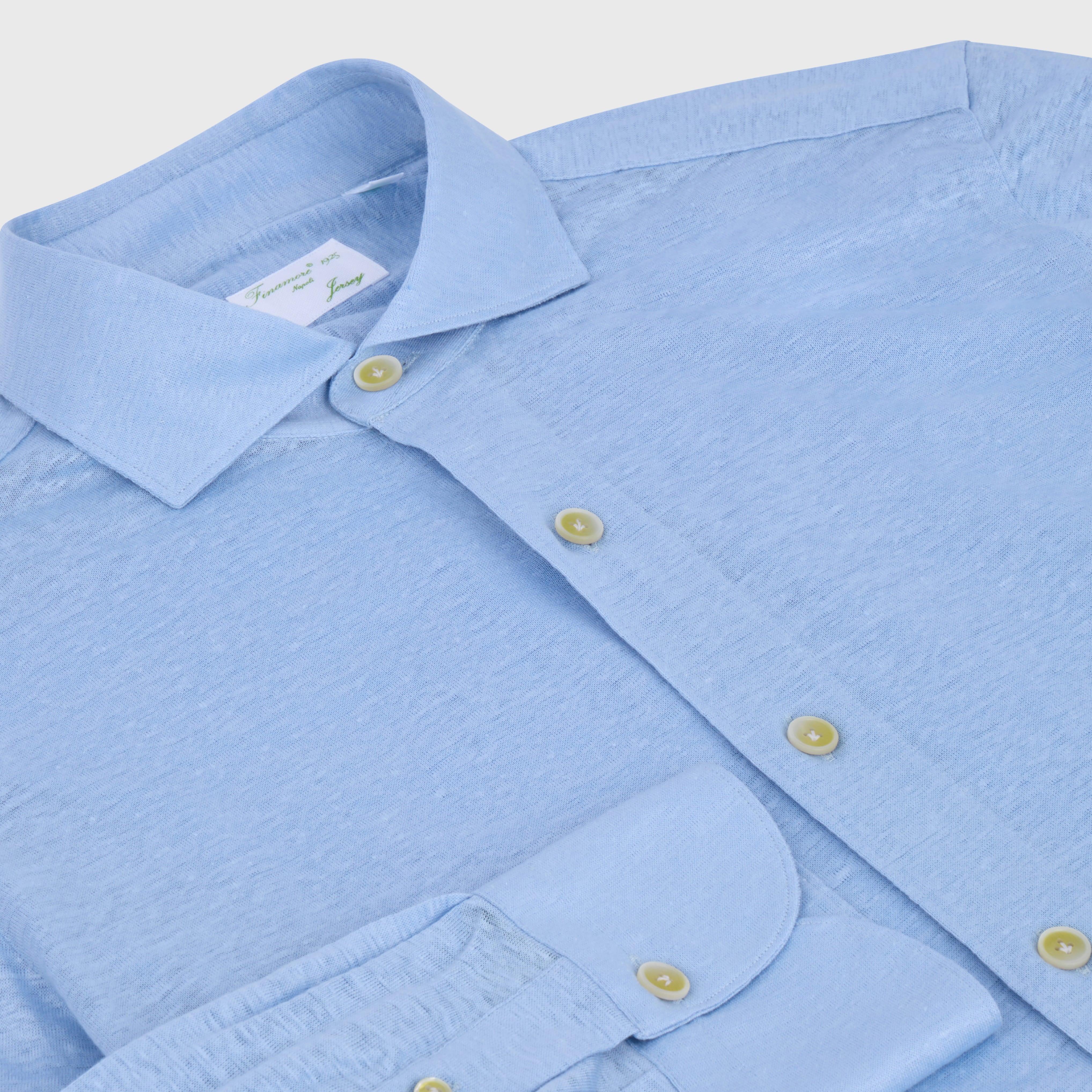 Toronto sport shirt slim fit linen jersey Achille collar