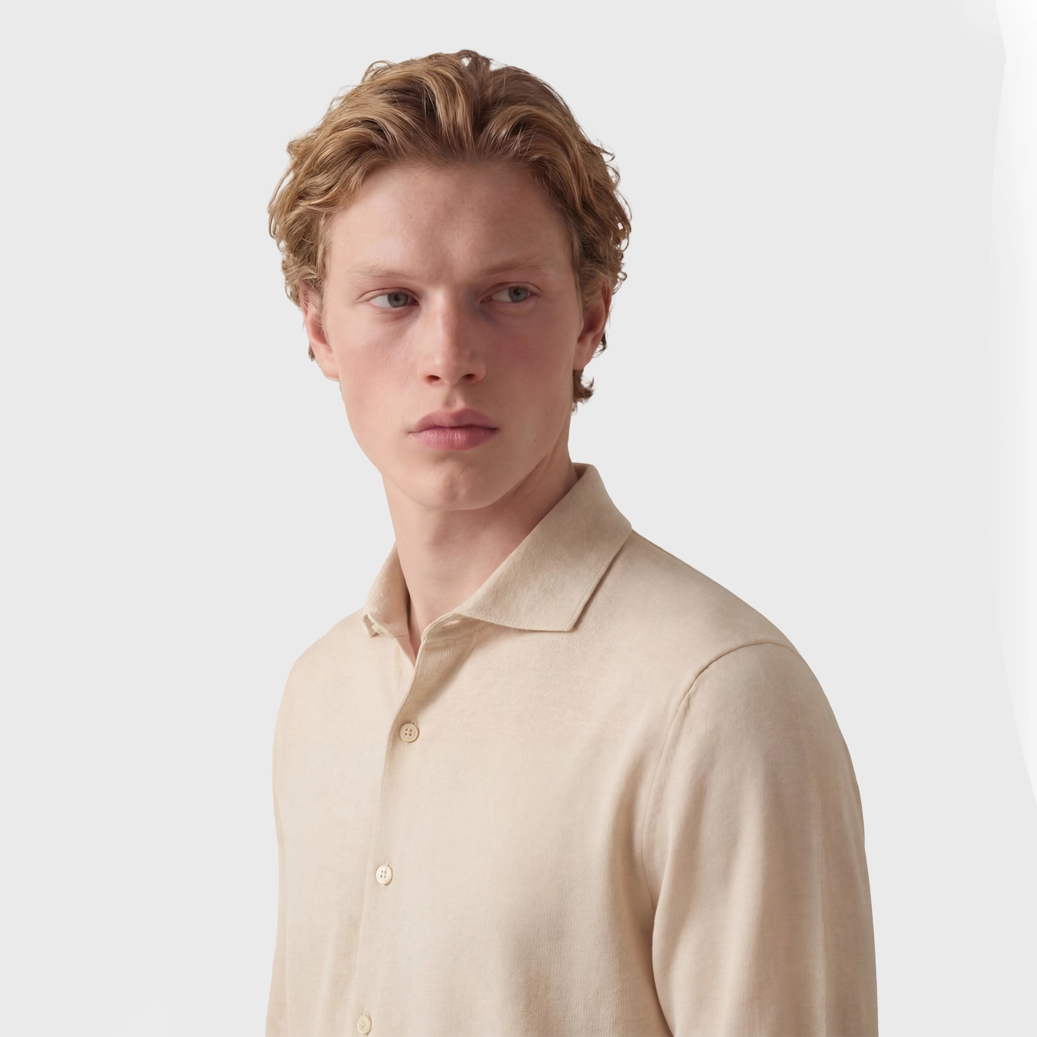 Toronto sport shirt slim fit cotton linen jersey garment dyed Achille collar
