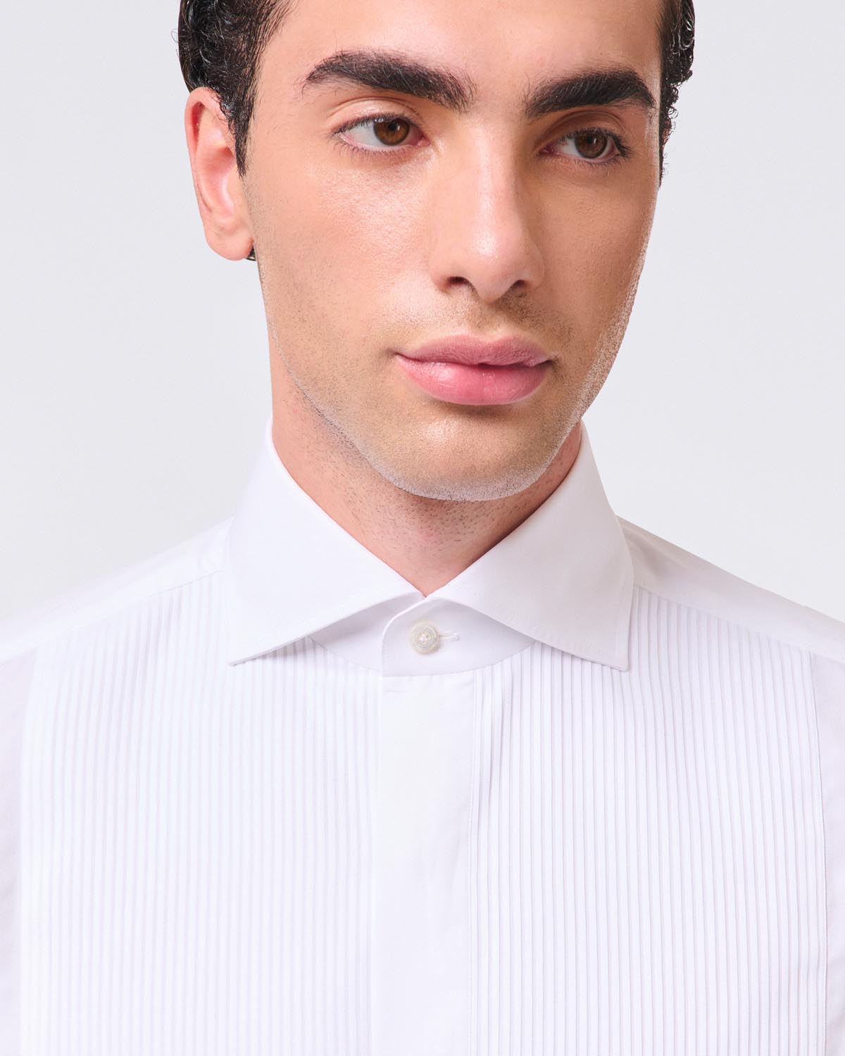 Camicia Classica Tuxedo Napoli con polso gemello e pettorina rigata