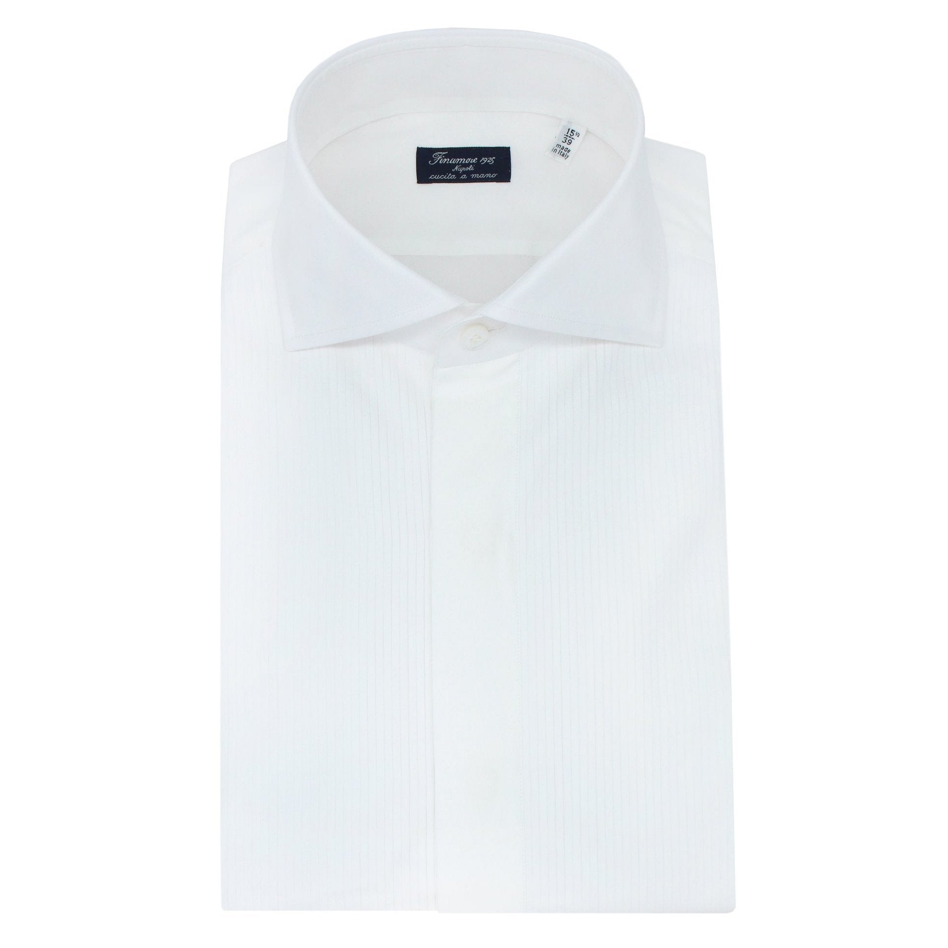Camicia Classica Tuxedo Napoli con polso gemello e pettorina rigata