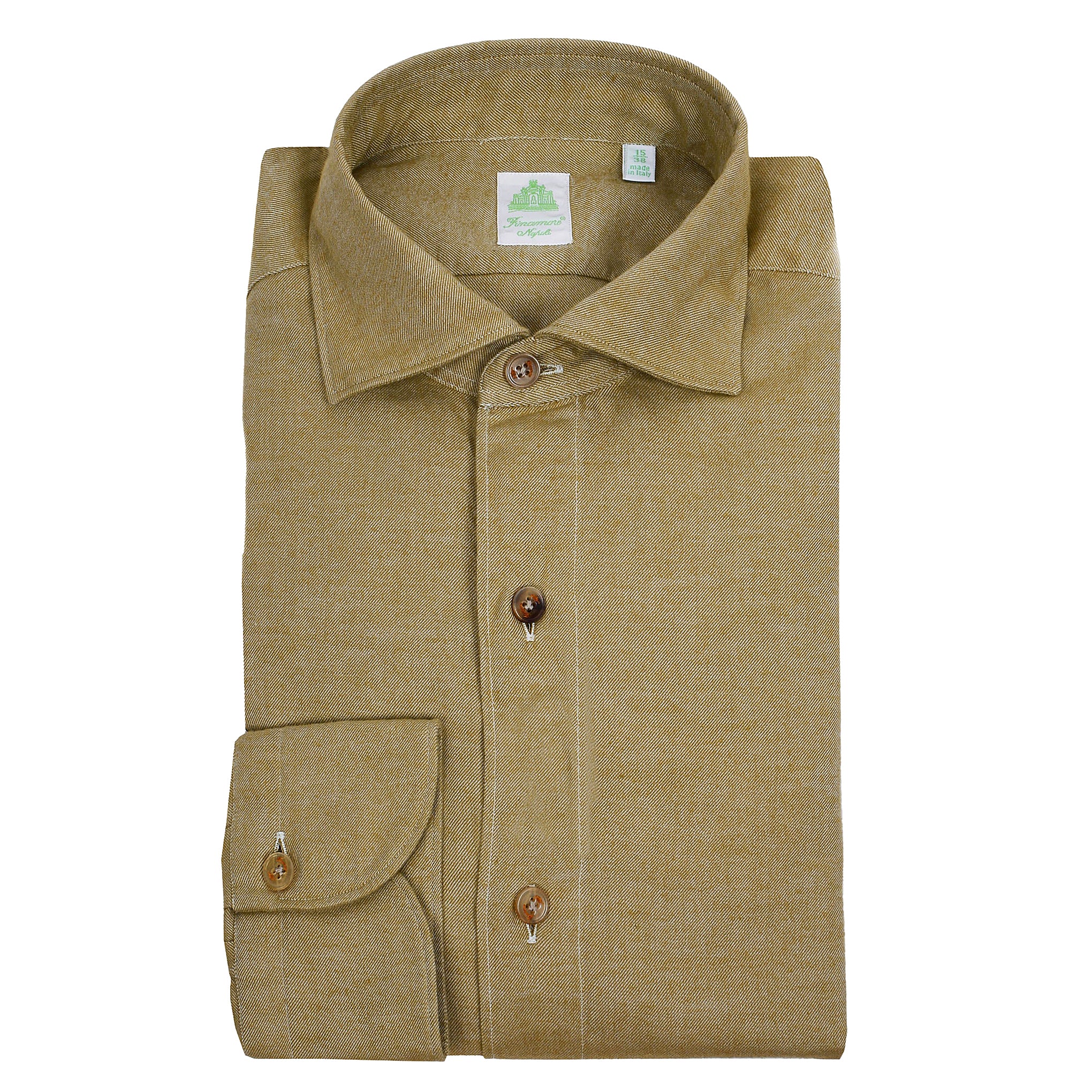 Tokyo slim fit sport shirt in flannel senape