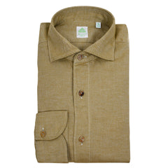Tokyo slim fit sport shirt in flannel senape