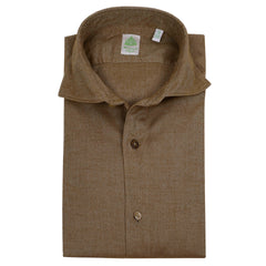 Tokyo slim fit sport shirt in flannel, light brown