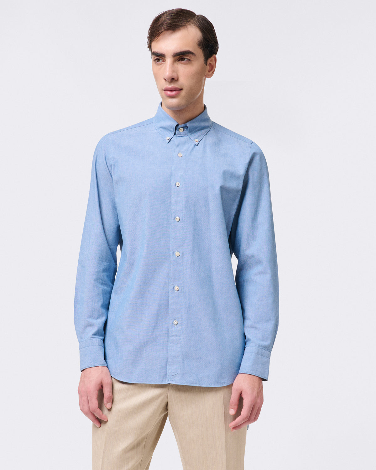 Tokyo slim fit sports shirt in Original Chambray cotton fabric Finamore