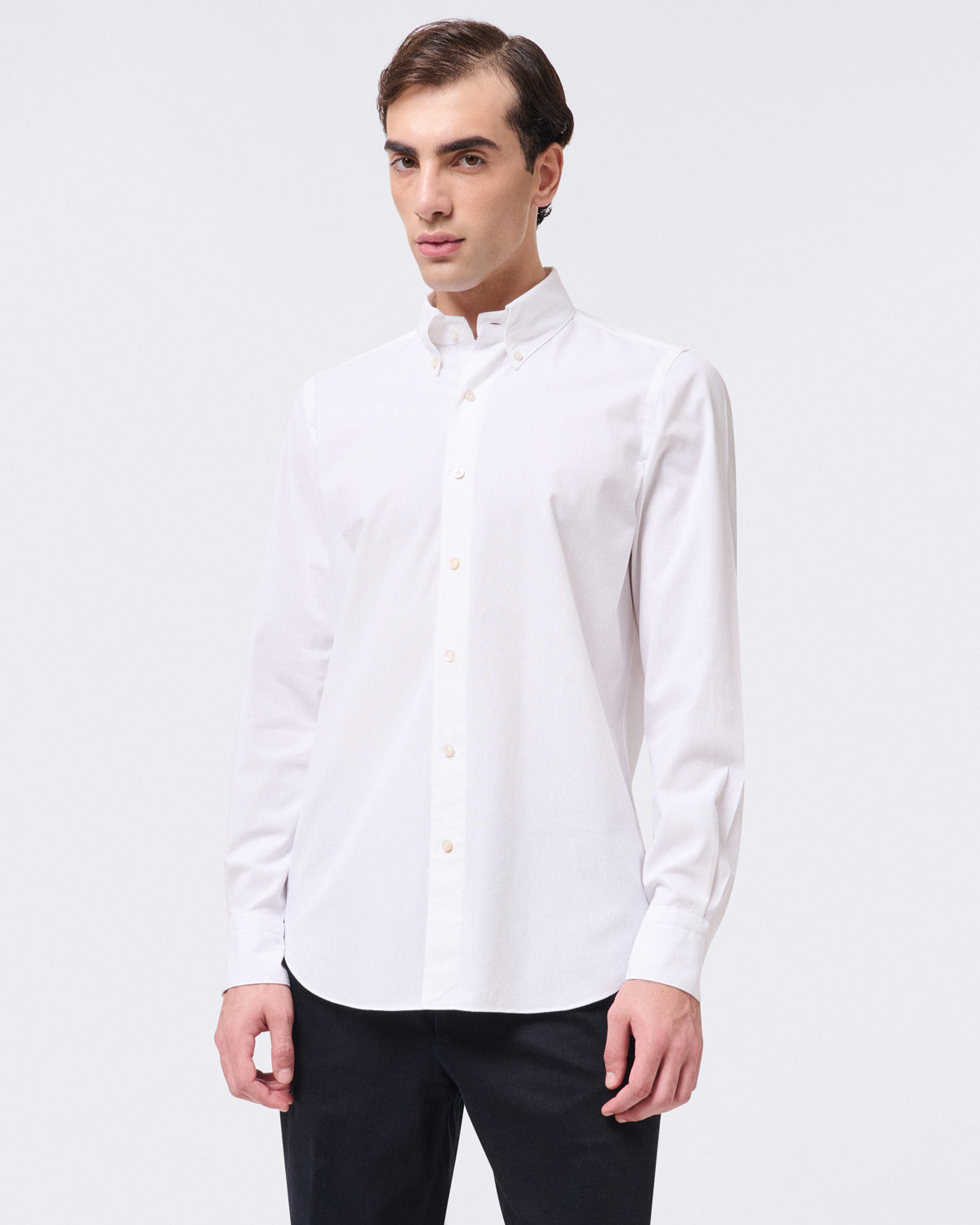 Tokyo slim fit sports shirt in white chambray fabric Finamore