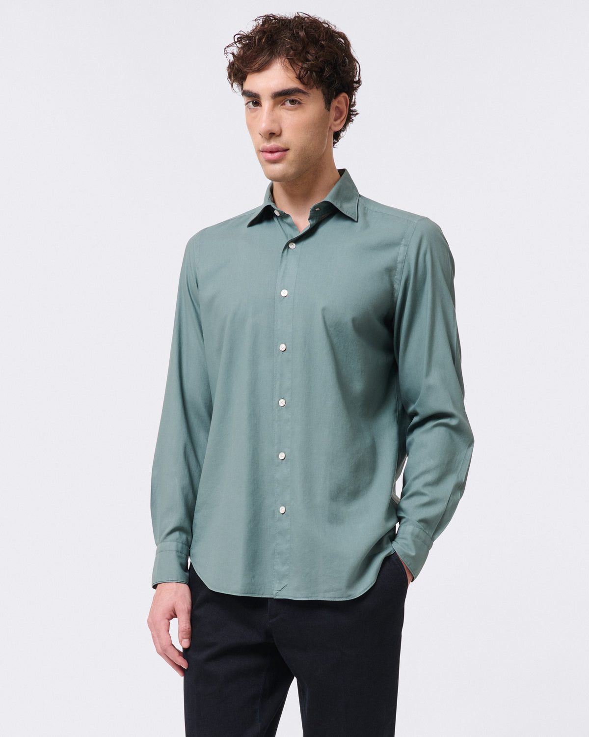 Tokyo slim sport shirt in lightweight garment dyed flannel FINAMORE