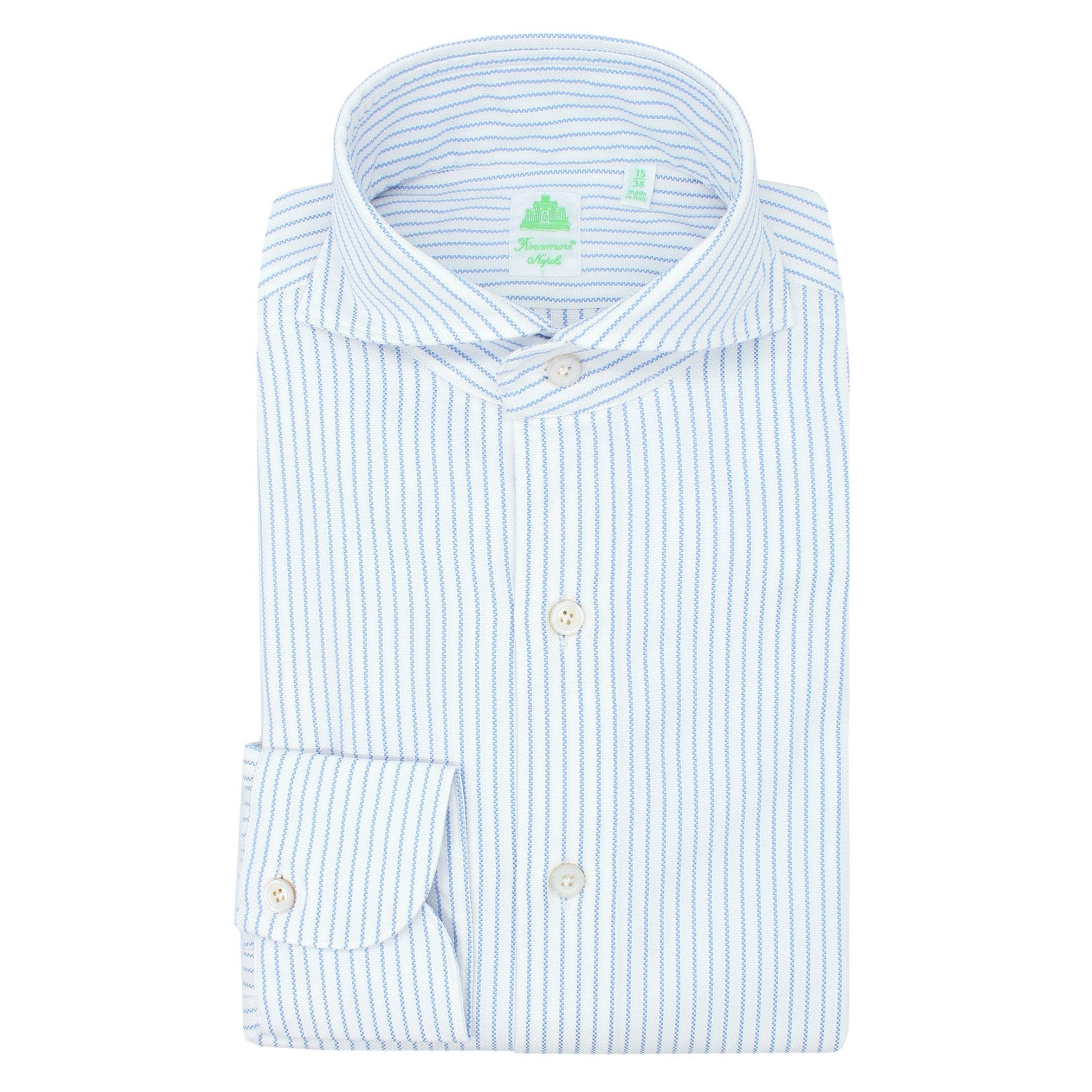 Tokyo sport shirt made of cotton. White striped light blue bottom